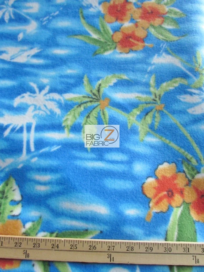 Island Palm Trees Fleece Fabric 2 Island Palm Trees Fleece Fabric