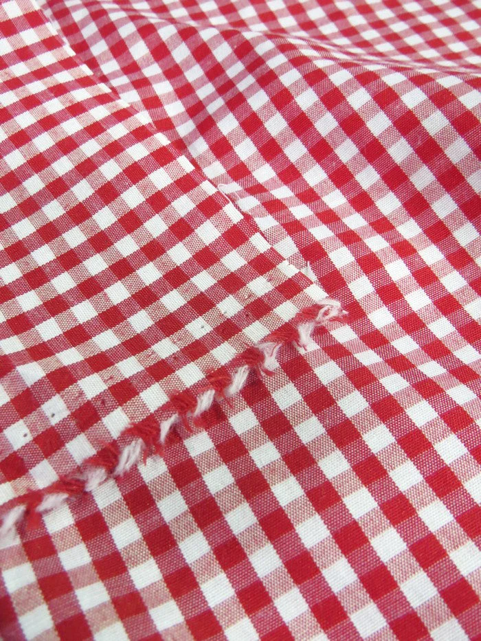 Mini Checkered Gingham Poly Cotton Printed Fabric / Red / Sold By The Yard 4 Mini Checkered Gingham Poly Cotton Printed Fabric / Red / Sold By The Yard