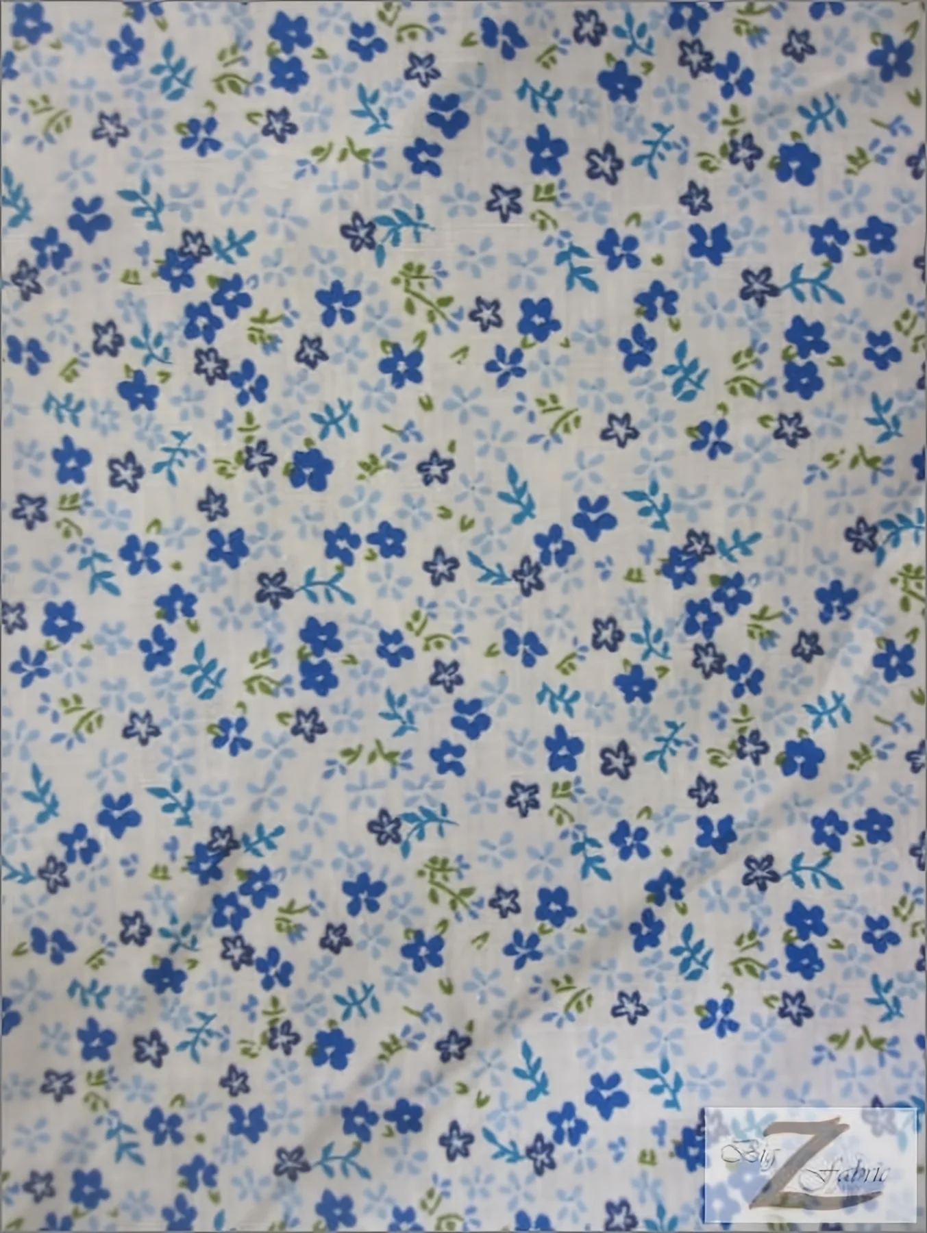 Mini Flower Blue Poly Cotton Fabric 1 Mini Flower Blue Poly Cotton Fabric