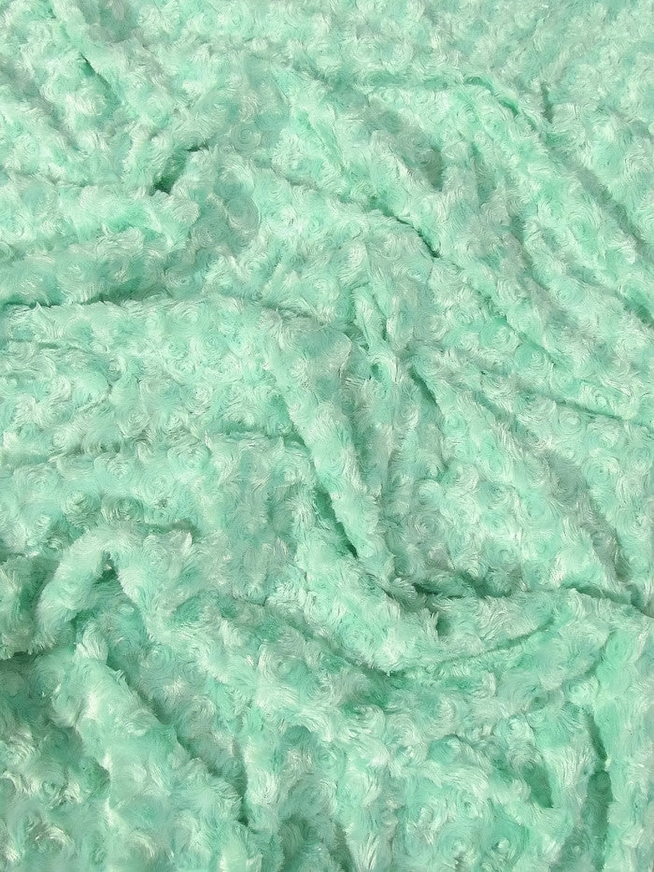 Mint Minky Rose/Rosette Floral Baby Soft Fabric / Sold By The Yard 1 Mint Minky Rose/Rosette Floral Baby Soft Fabric / Sold By The Yard