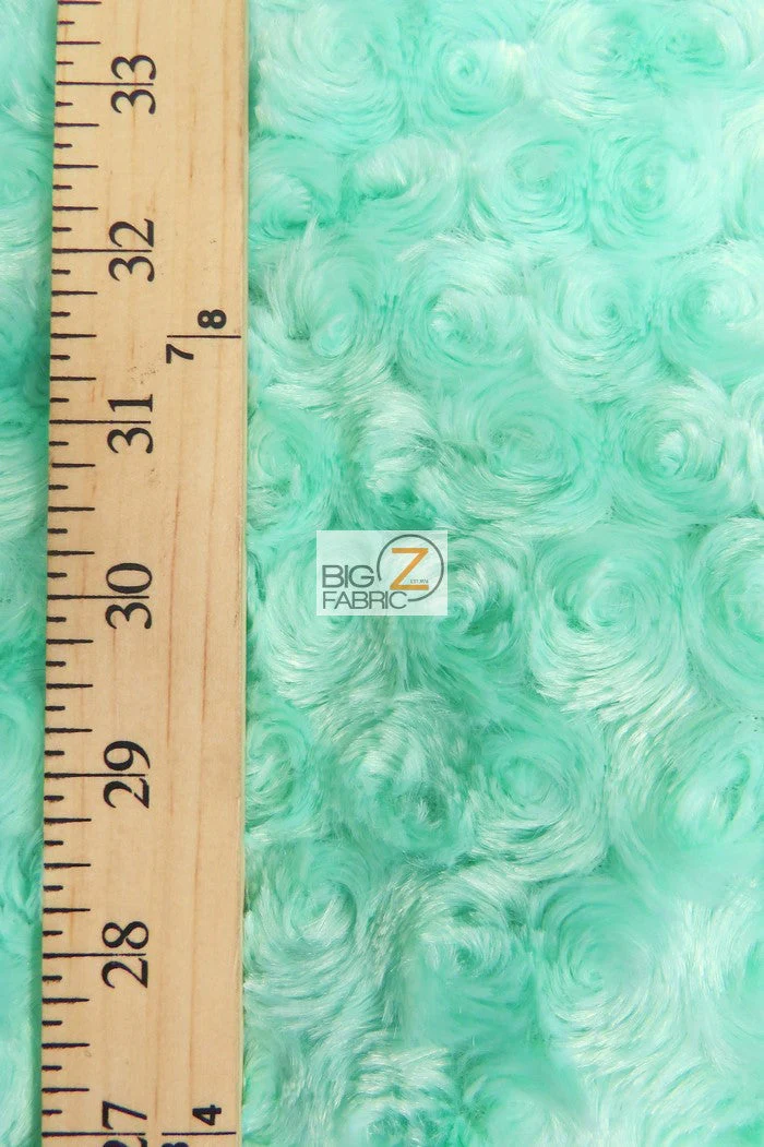 Mint Minky Rose/Rosette Floral Baby Soft Fabric / Sold By The Yard 2 Mint Minky Rose/Rosette Floral Baby Soft Fabric / Sold By The Yard