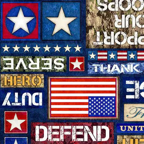 Multi Blue Patriot Text Wideback Cotton Fabric per yard 1 Multi Blue Patriot Text Wideback Cotton Fabric per yard