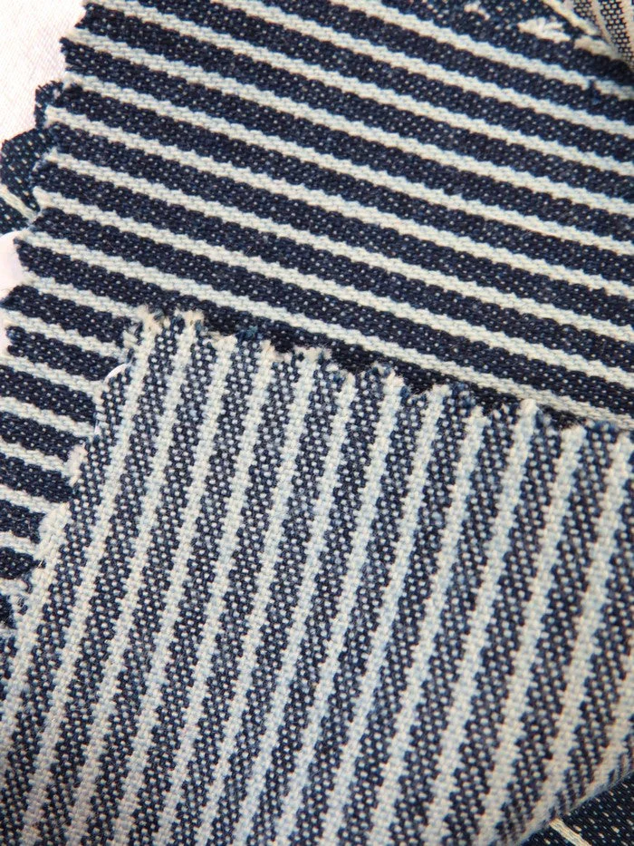 Natural with Navy Stripe 9oz Stretch Denim Fabric 2 Natural with Navy Stripe 9oz Stretch Denim Fabric