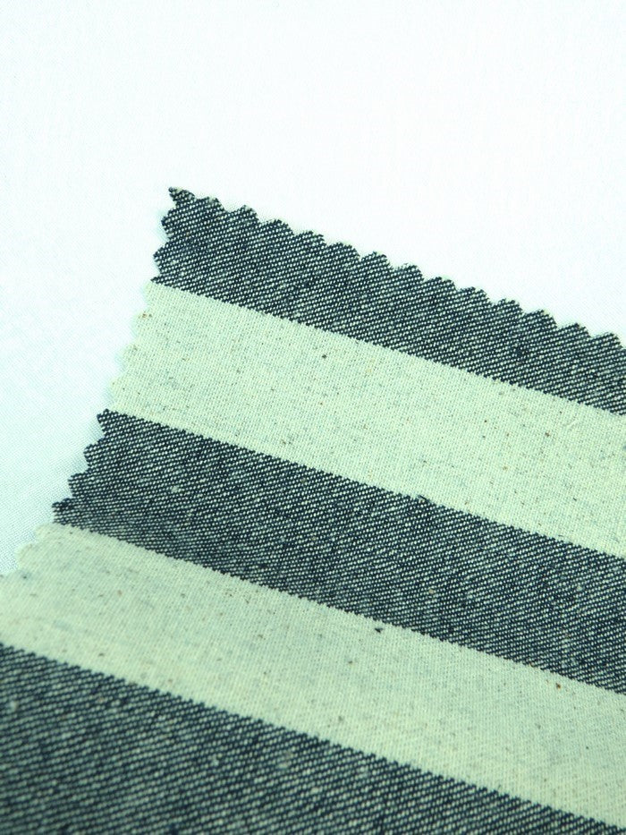 Navy with Natural Wide Stripe Heavyweight 100% Cotton Yarn Dye Denim 2 Navy with Natural Wide Stripe Heavyweight 100% Cotton Yarn Dye Denim