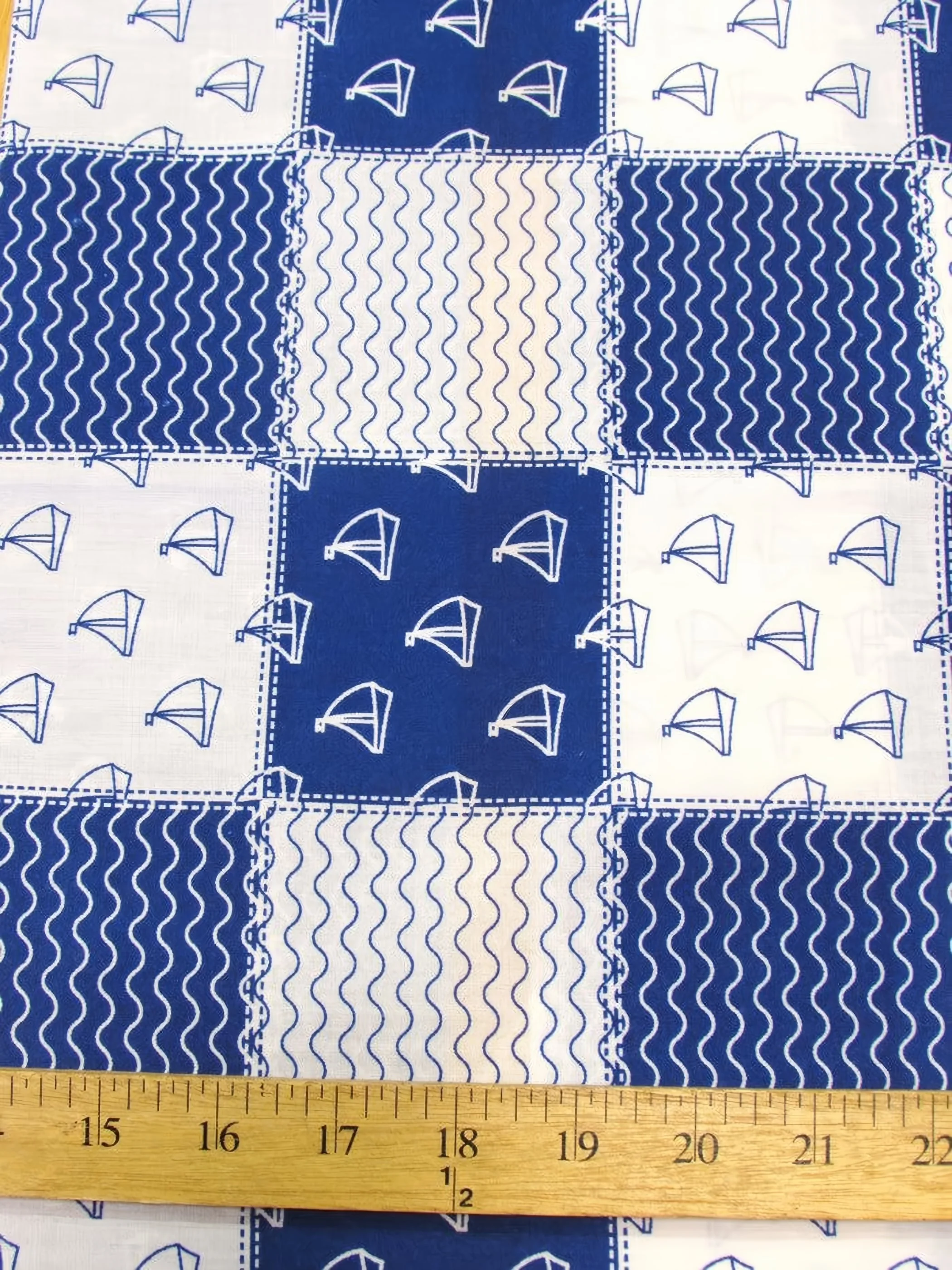Ocean Sailboats Blue Polyester Cotton Fabric