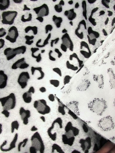 White/Grey Velboa Leopard Animal Short Pile Fabric / Sold By The Yard 4 White/Grey Velboa Leopard Animal Short Pile Fabric / Sold By The Yard
