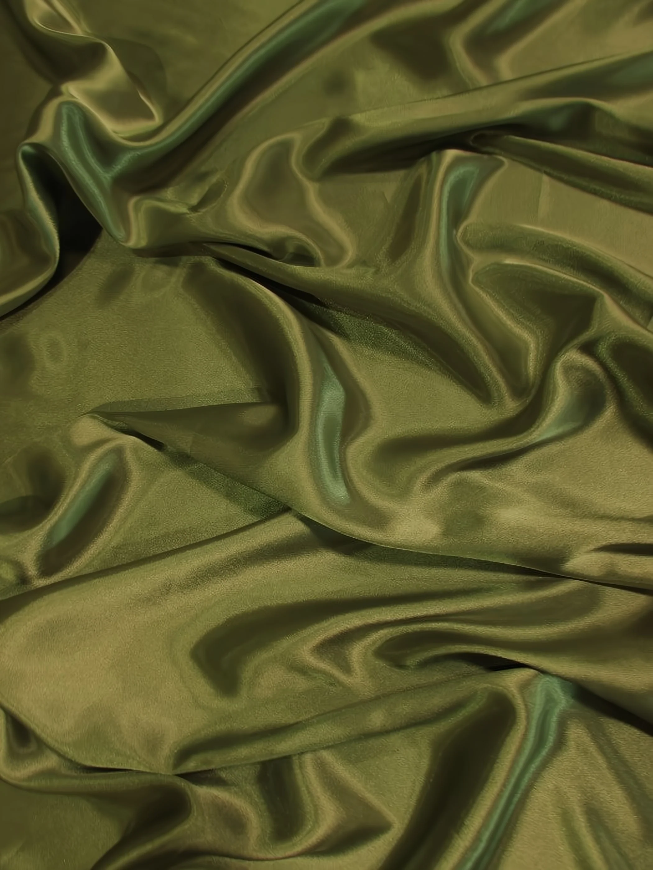 Solid Medium Weight Shiny Satin Fabric / Olive 1 Solid Medium Weight Shiny Satin Fabric / Olive