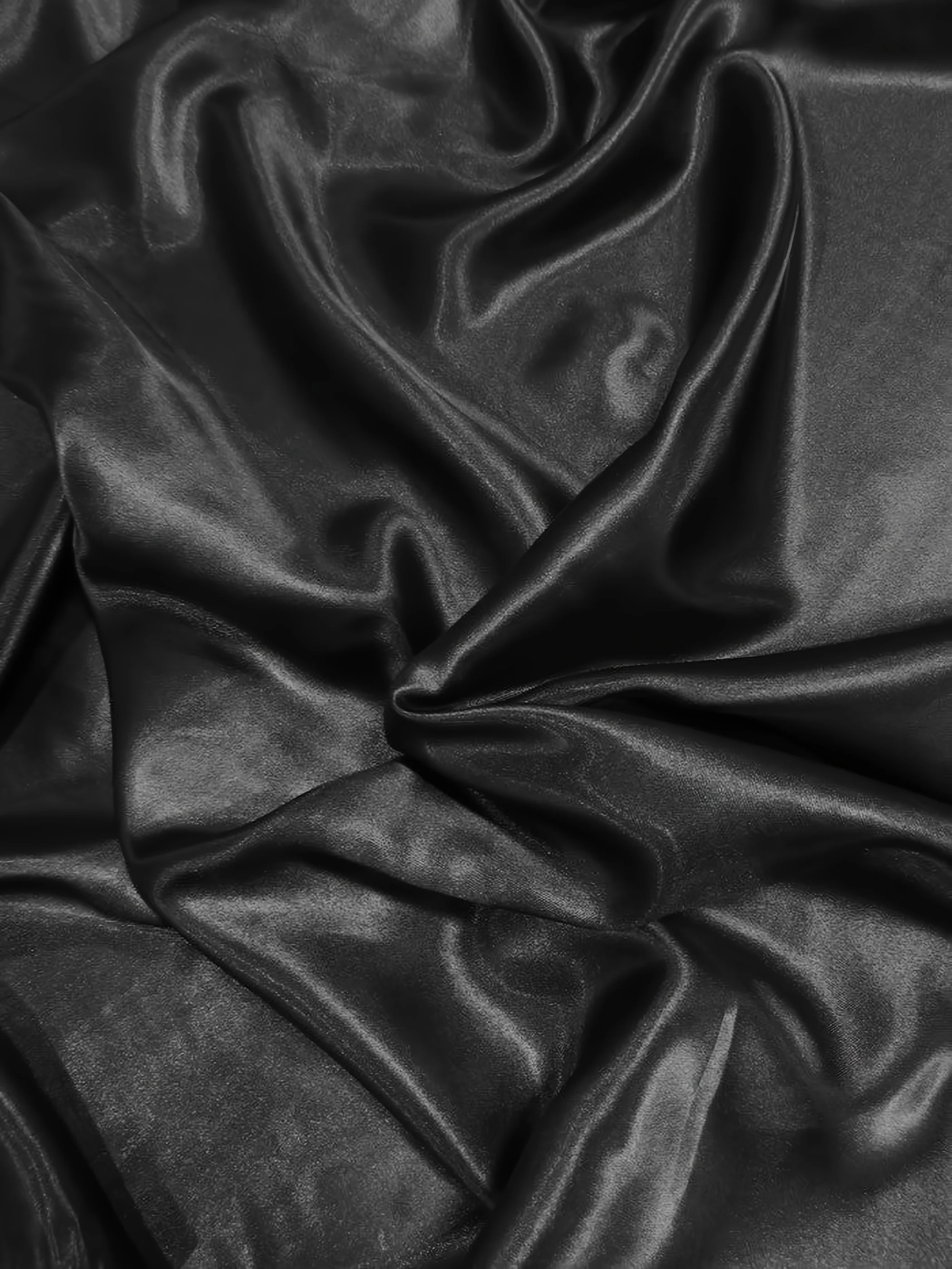 Solid Medium Weight Shiny Satin Fabric / Black 1 Solid Medium Weight Shiny Satin Fabric / Black