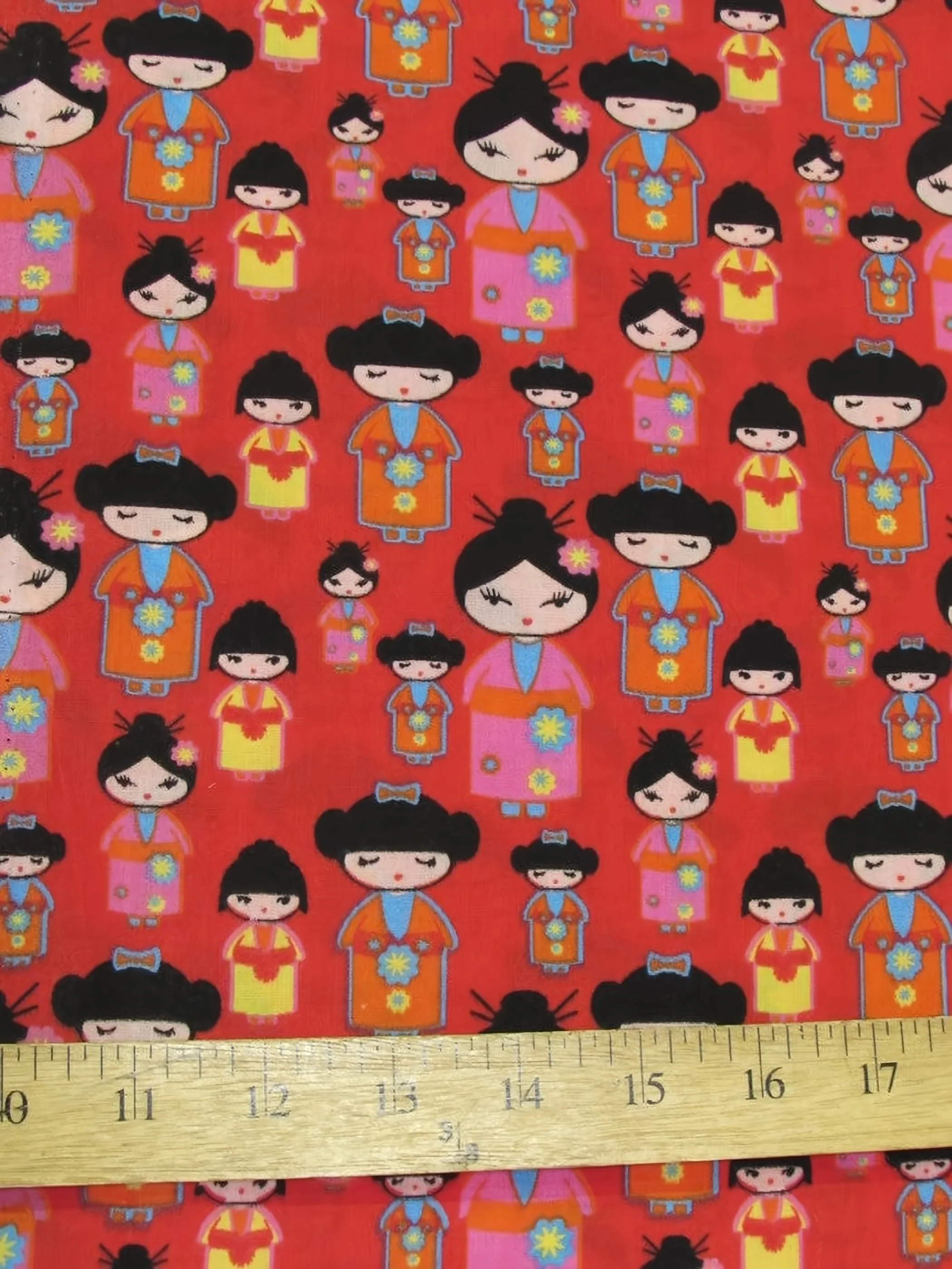 Oriental Geisha Cultural Red Polyester Cotton Fabric 1 Oriental Geisha Cultural Red Polyester Cotton Fabric