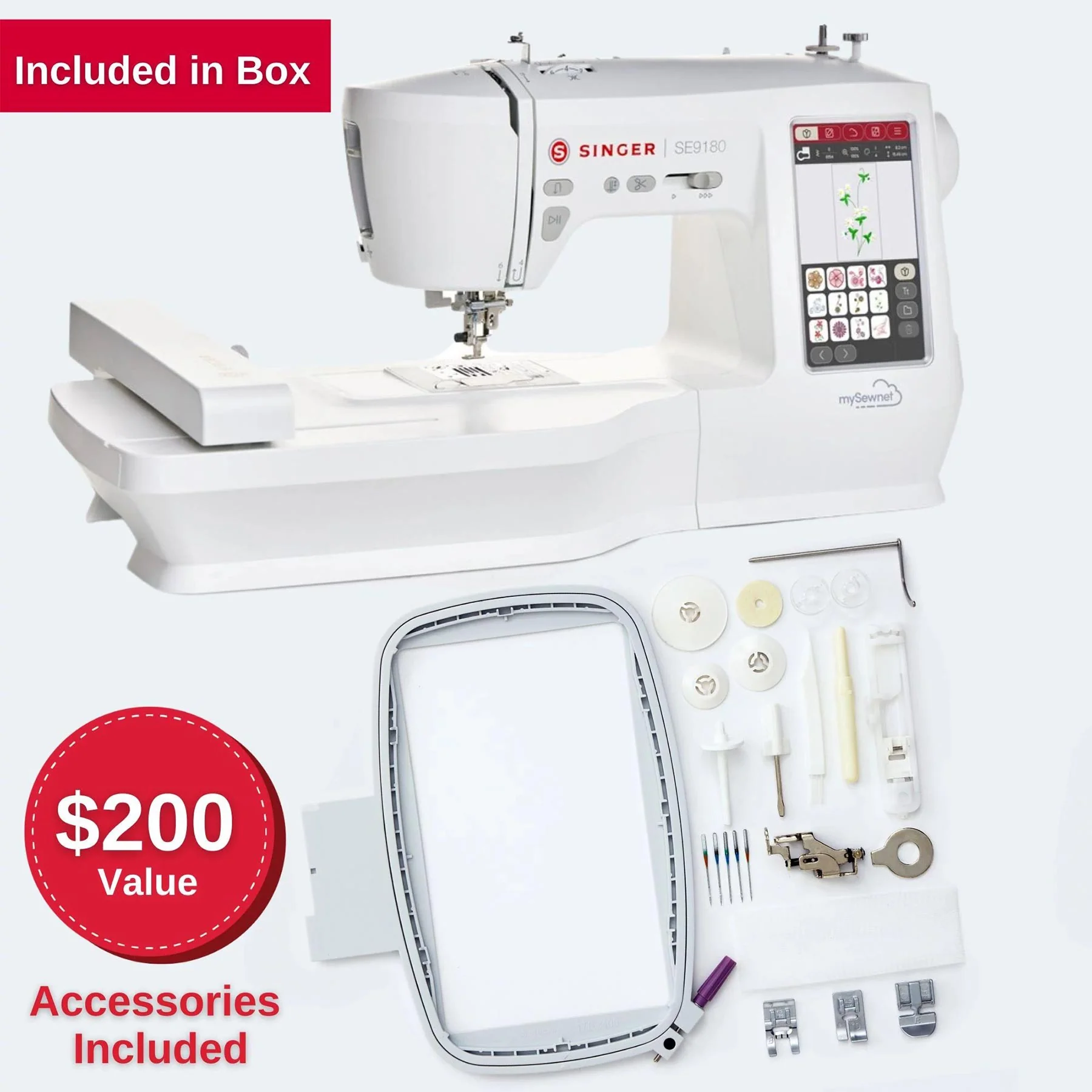SINGER® Stitch, Cut & Embroider Bundle 11 SINGER® SE9180 Sewing & Embroidery Machine