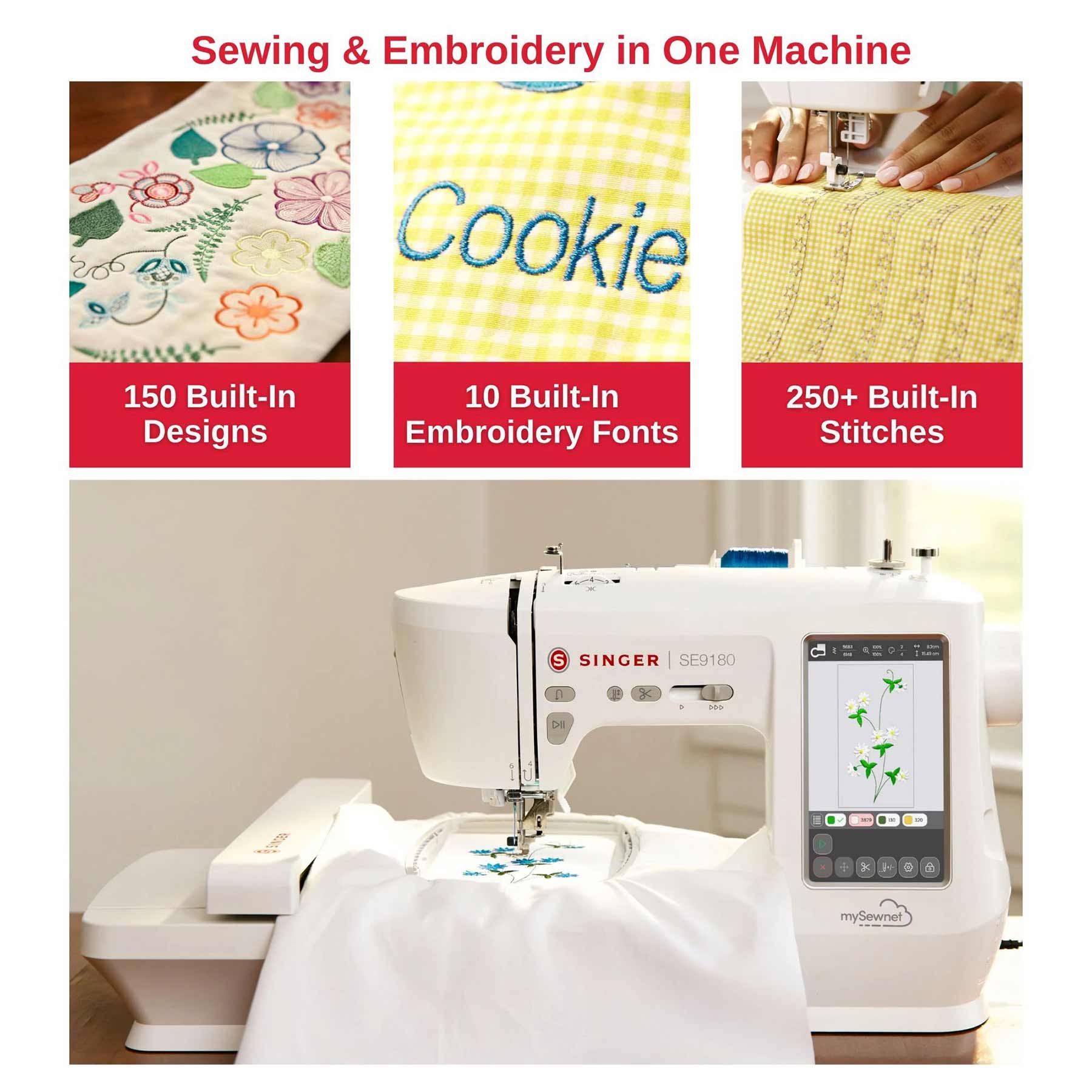 SINGER® Stitch, Cut & Embroider Bundle 12 SINGER® SE9180 Sewing & Embroidery Machine