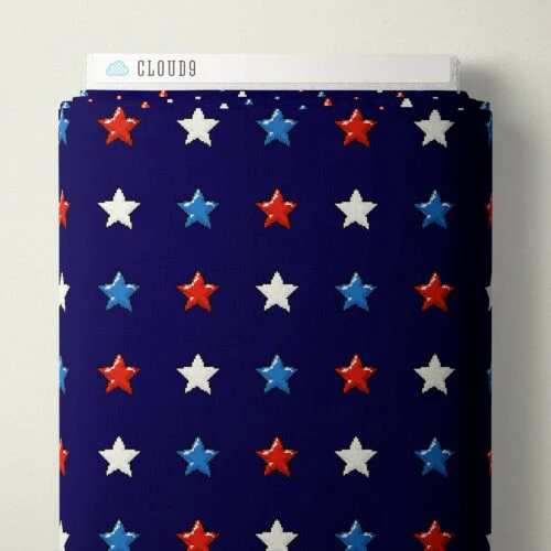 8-Bit Stars Navy Pop Stars QC Cotton 44/45 Fabric Per Yard