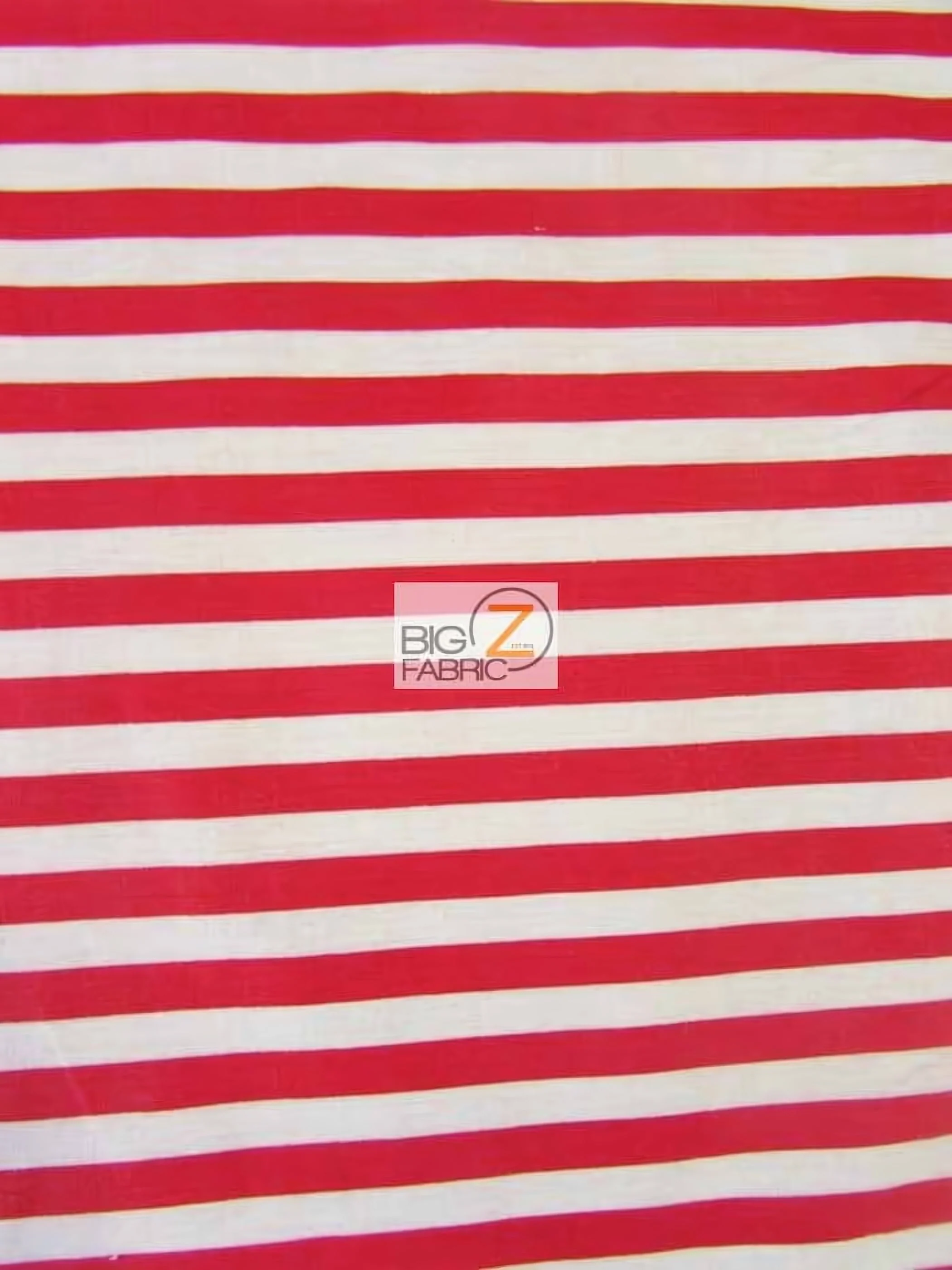 Poly Cotton 1/2 Inch Stripe Fabric / Red/White / Sold By The Yard