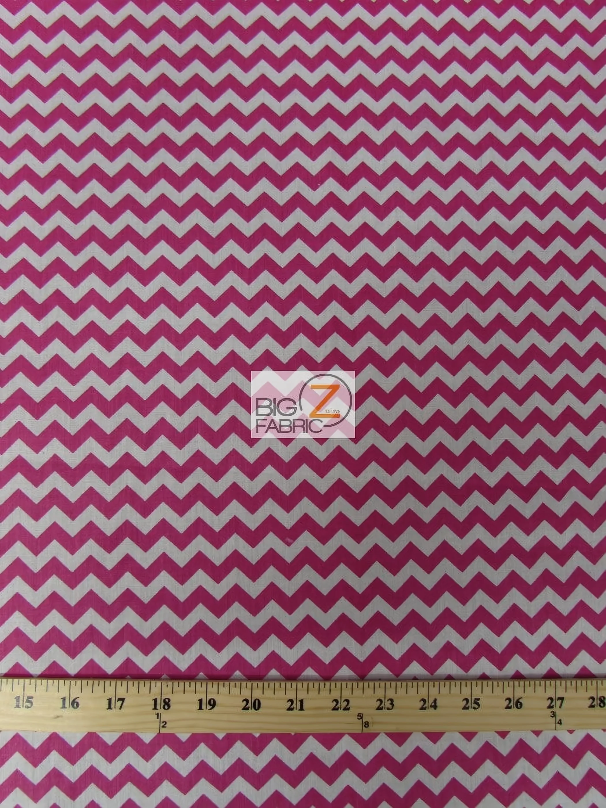 Poly Cotton Fabric .4" Zig Zag Chevron / White/Fuchsia / Sold By The Yard 1 Poly Cotton Fabric .4" Zig Zag Chevron / White/Fuchsia / Sold By The Yard