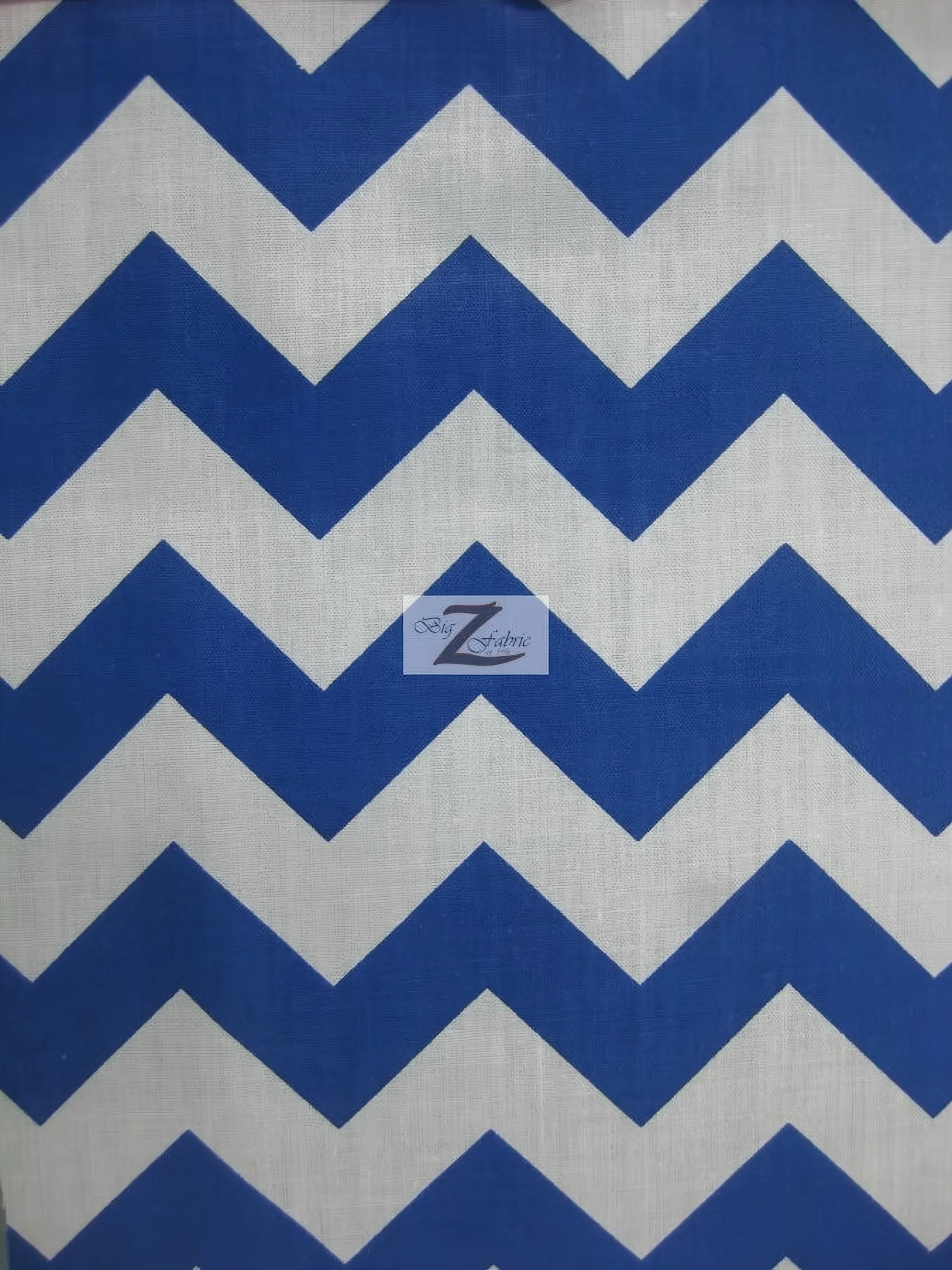 Poly Cotton Fabric 1" Zig Zag Chevron / White/Royal / Sold By The Yard 1 Poly Cotton Fabric 1" Zig Zag Chevron / White/Royal / Sold By The Yard