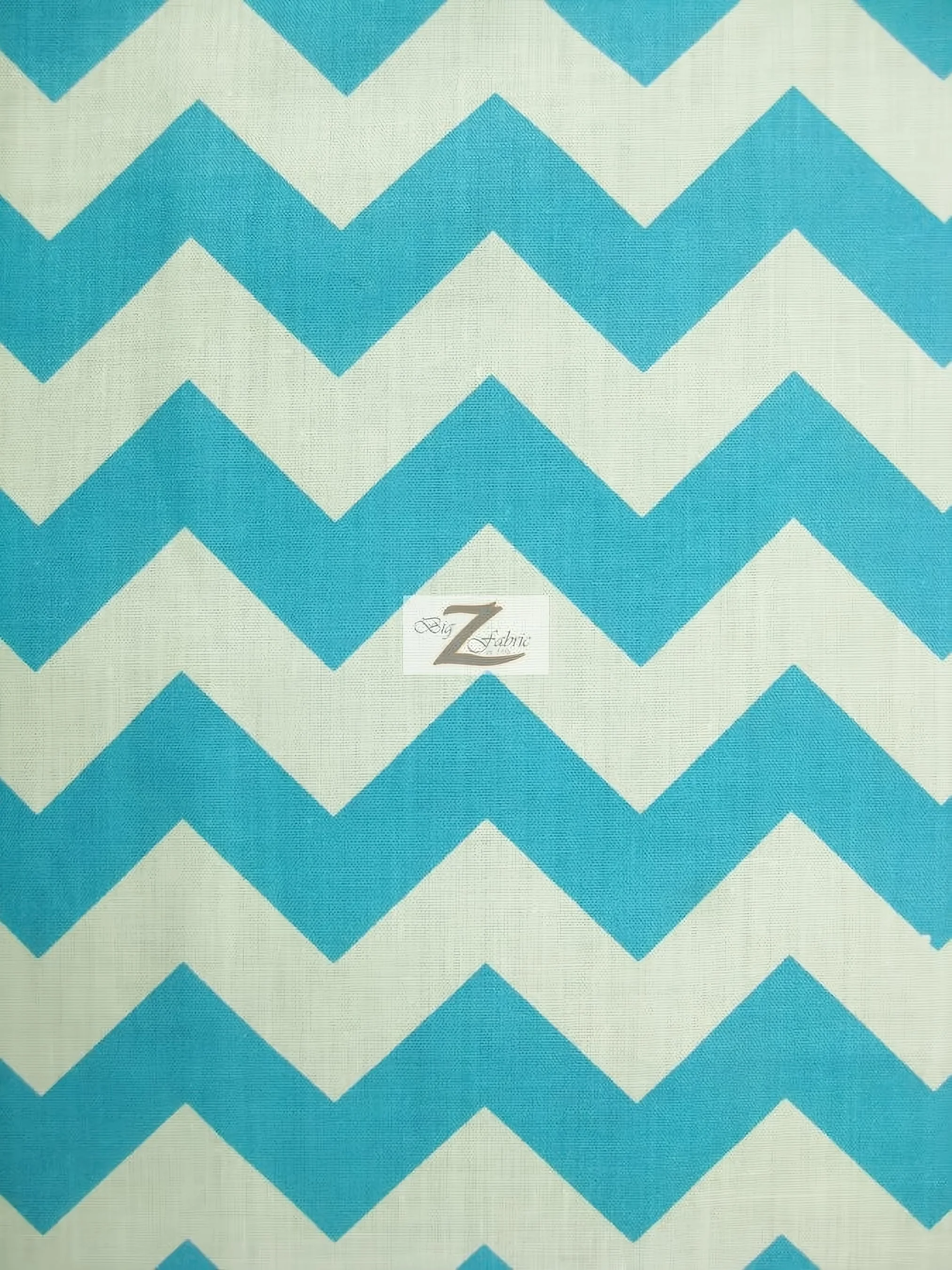 Poly Cotton Fabric 1" Zig Zag Chevron / White/Turquoise / Sold By The Yard 1 Poly Cotton Fabric 1" Zig Zag Chevron / White/Turquoise / Sold By The Yard