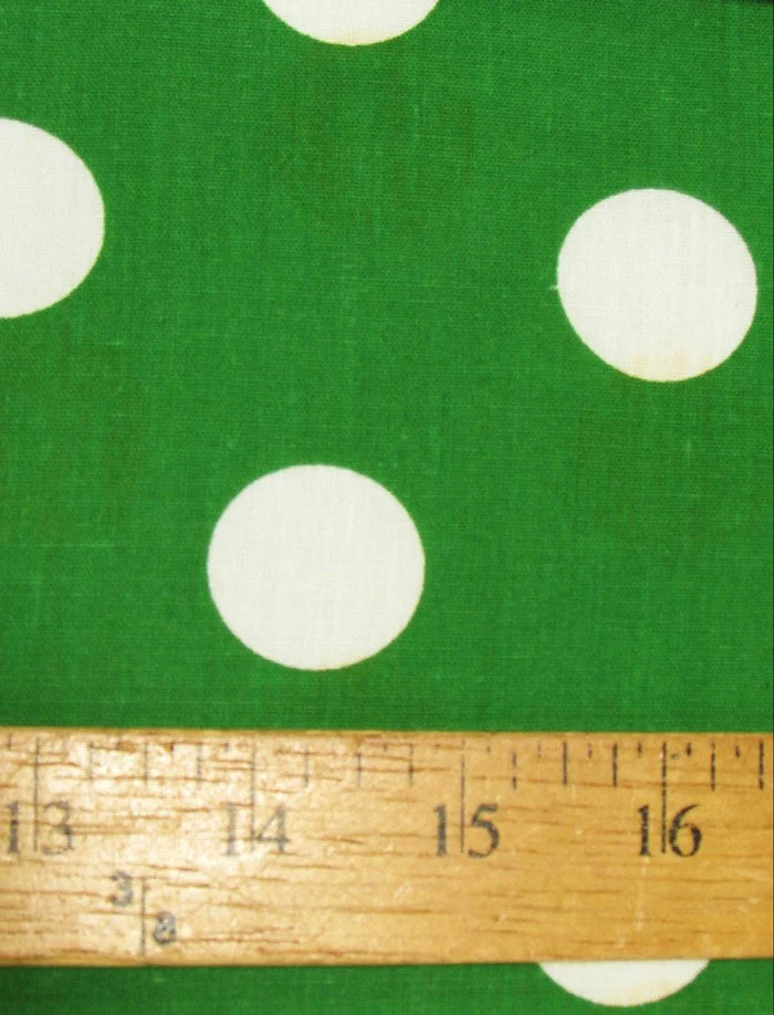 Poly Cotton Printed Fabric Big Polka Dots / Kelly Green/White Dots / Sold By The Yard 1 Poly Cotton Printed Fabric Big Polka Dots / Kelly Green/White Dots / Sold By The Yard