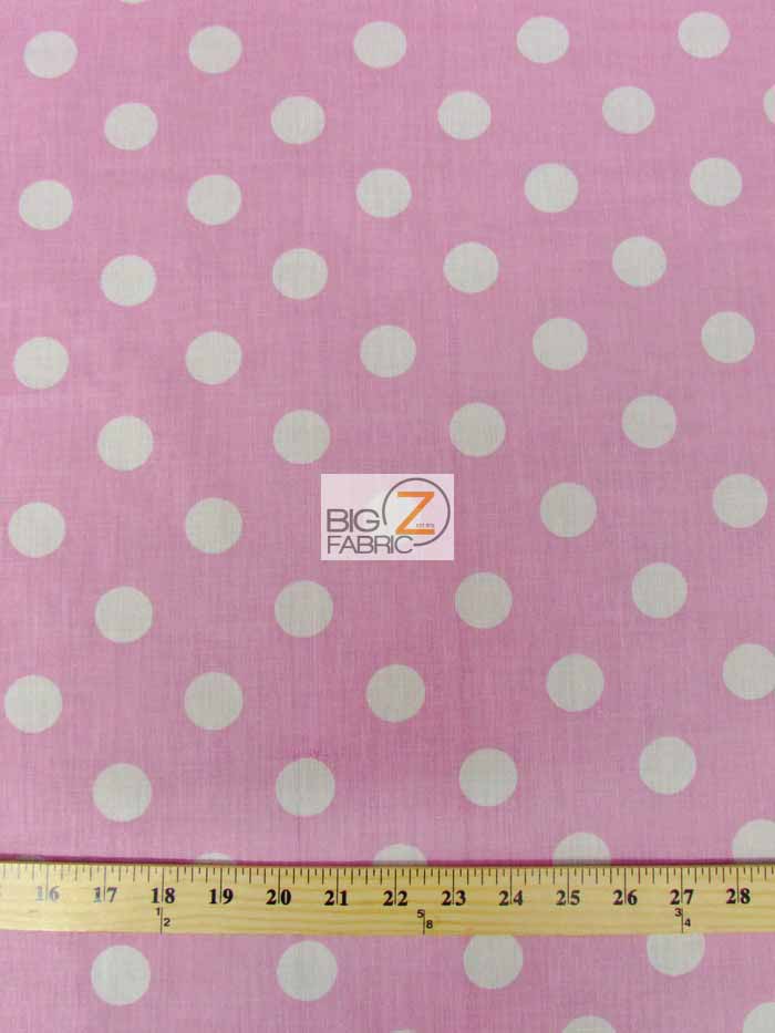 Poly Cotton Printed Fabric Big Polka Dots / Pink/White Dots / Sold By The Yard 1 Poly Cotton Printed Fabric Big Polka Dots / Pink/White Dots / Sold By The Yard