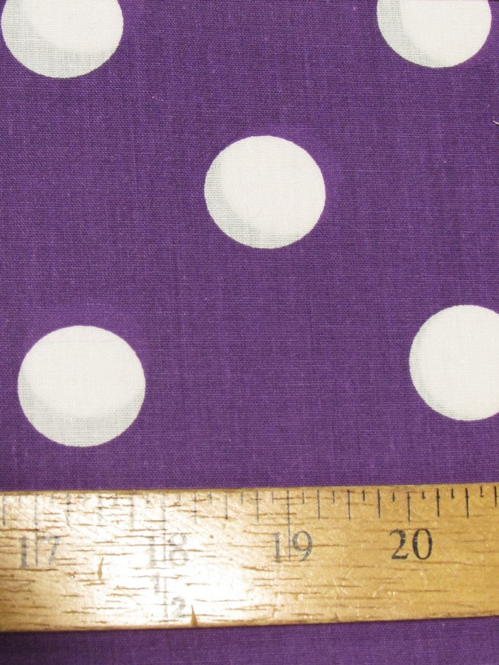 Poly Cotton Printed Fabric Big Polka Dots / Purple/White Dots / Sold By The Yard 1 Poly Cotton Printed Fabric Big Polka Dots / Purple/White Dots / Sold By The Yard
