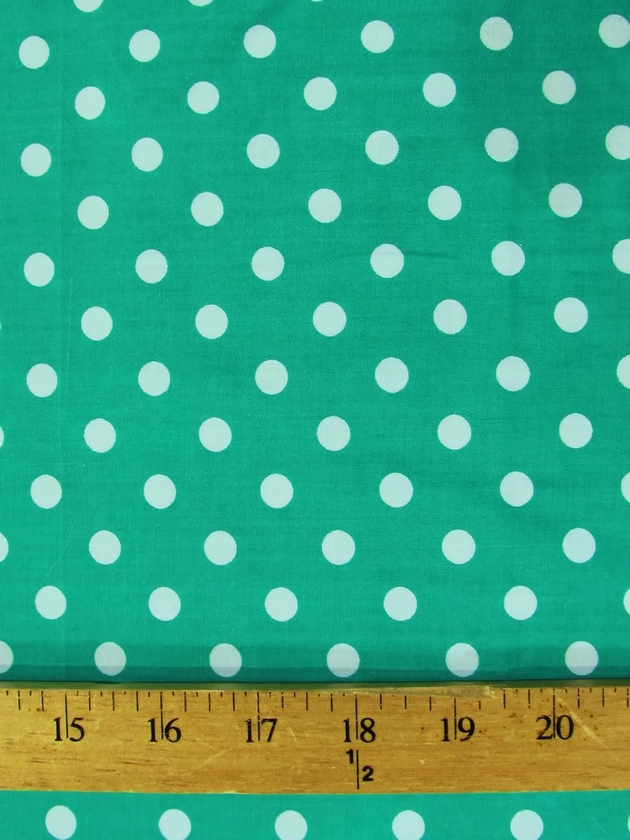 Poly Cotton Printed Fabric Small Polka Dots / Jade/White Dots / Sold By The Yard 1 Poly Cotton Printed Fabric Small Polka Dots / Jade/White Dots / Sold By The Yard