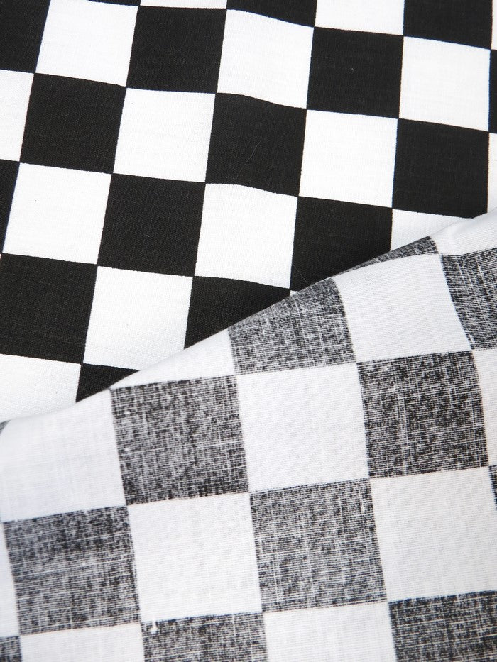 Poly Cotton Printed Fabric Square Checkered / Black/White / Sold By The Yard 4 Poly Cotton Printed Fabric Square Checkered / Black/White / Sold By The Yard