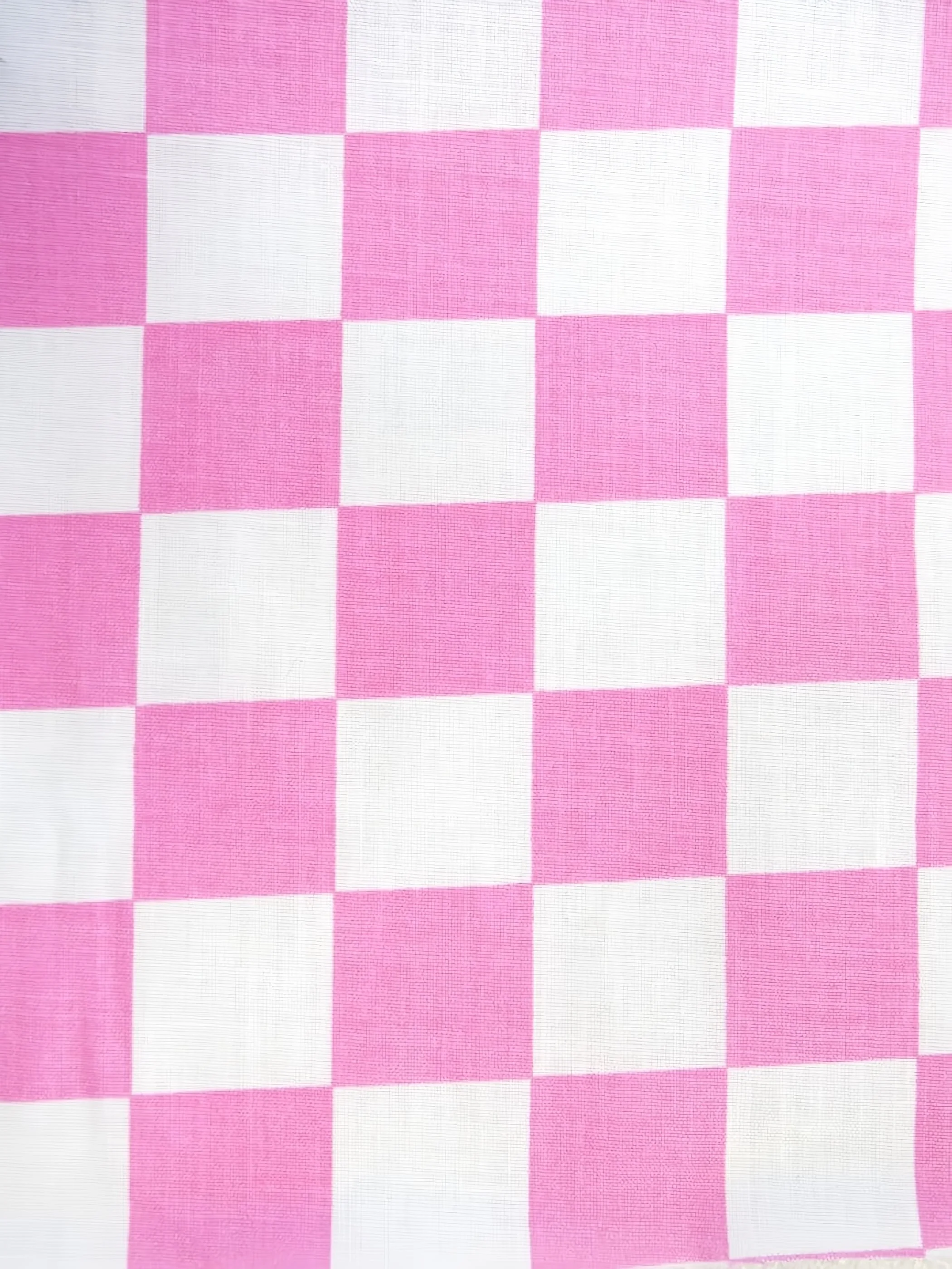 Poly Cotton Printed Fabric Square Checkered / Pink/White / Sold By The Yard 1 Poly Cotton Printed Fabric Square Checkered / Pink/White / Sold By The Yard