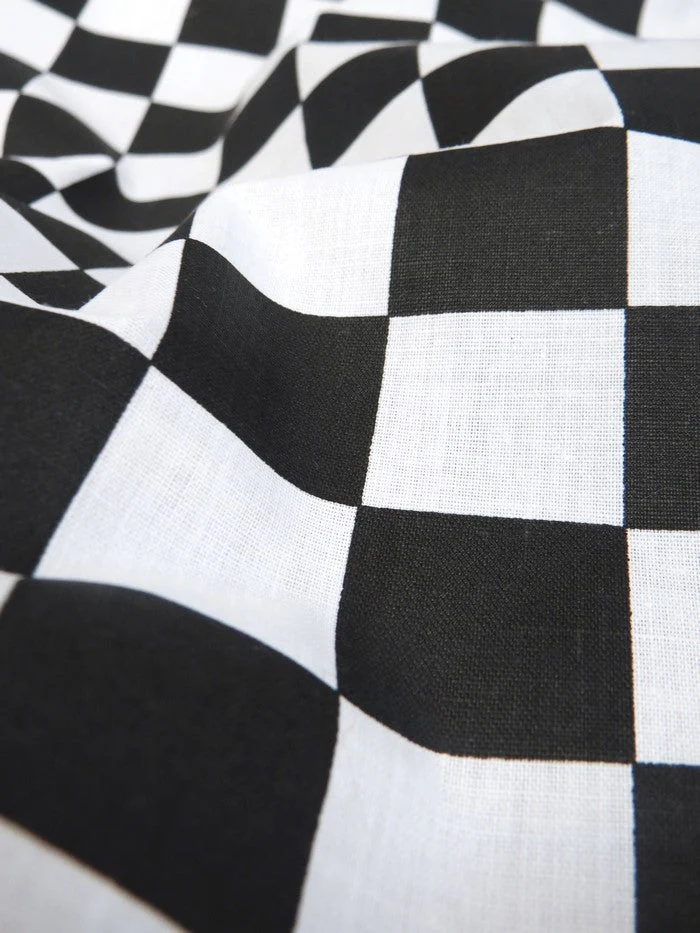 Poly Cotton Printed Fabric Square Checkered / Pink/White / Sold By The Yard 5 Poly Cotton Printed Fabric Square Checkered / Pink/White / Sold By The Yard
