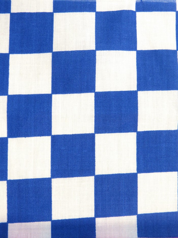Poly Cotton Printed Fabric Square Checkered / Royal/White / Sold By The Yard 1 Poly Cotton Printed Fabric Square Checkered / Royal/White / Sold By The Yard