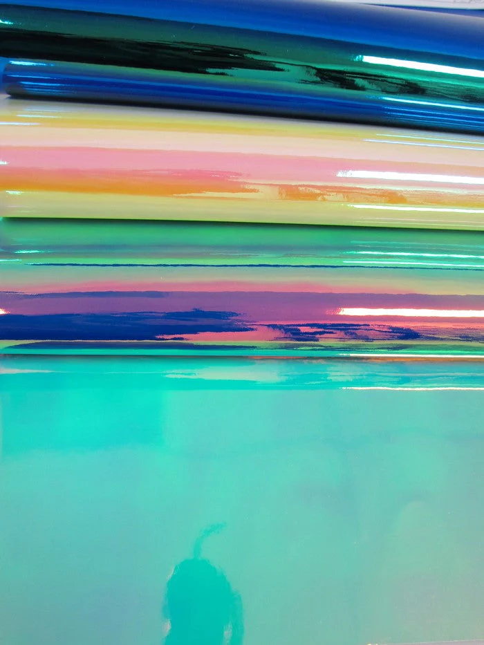 Sea Holographic Multi-Color Chrome Vinyl Fabric / Sold By The Yard 4 Sea Holographic Multi-Color Chrome Vinyl Fabric / Sold By The Yard