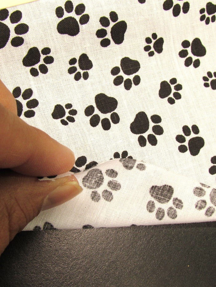 Animal Paws White and Black Polyester Cotton Fabric 3 Animal Paws White and Black Polyester Cotton Fabric