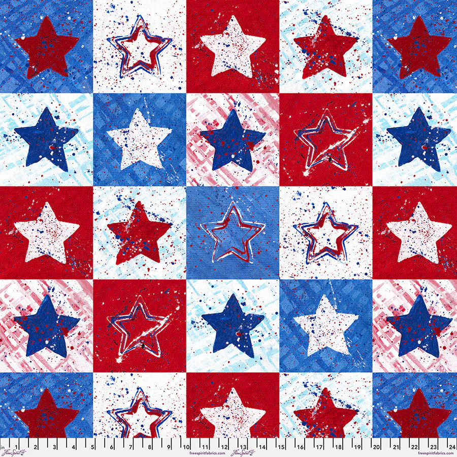 Serenity Stars - Patriotic Americana Cotton 44"/45" Fabric Per Yard 1 Serenity Stars - Patriotic Americana Cotton 44"/45" Fabric Per Yard