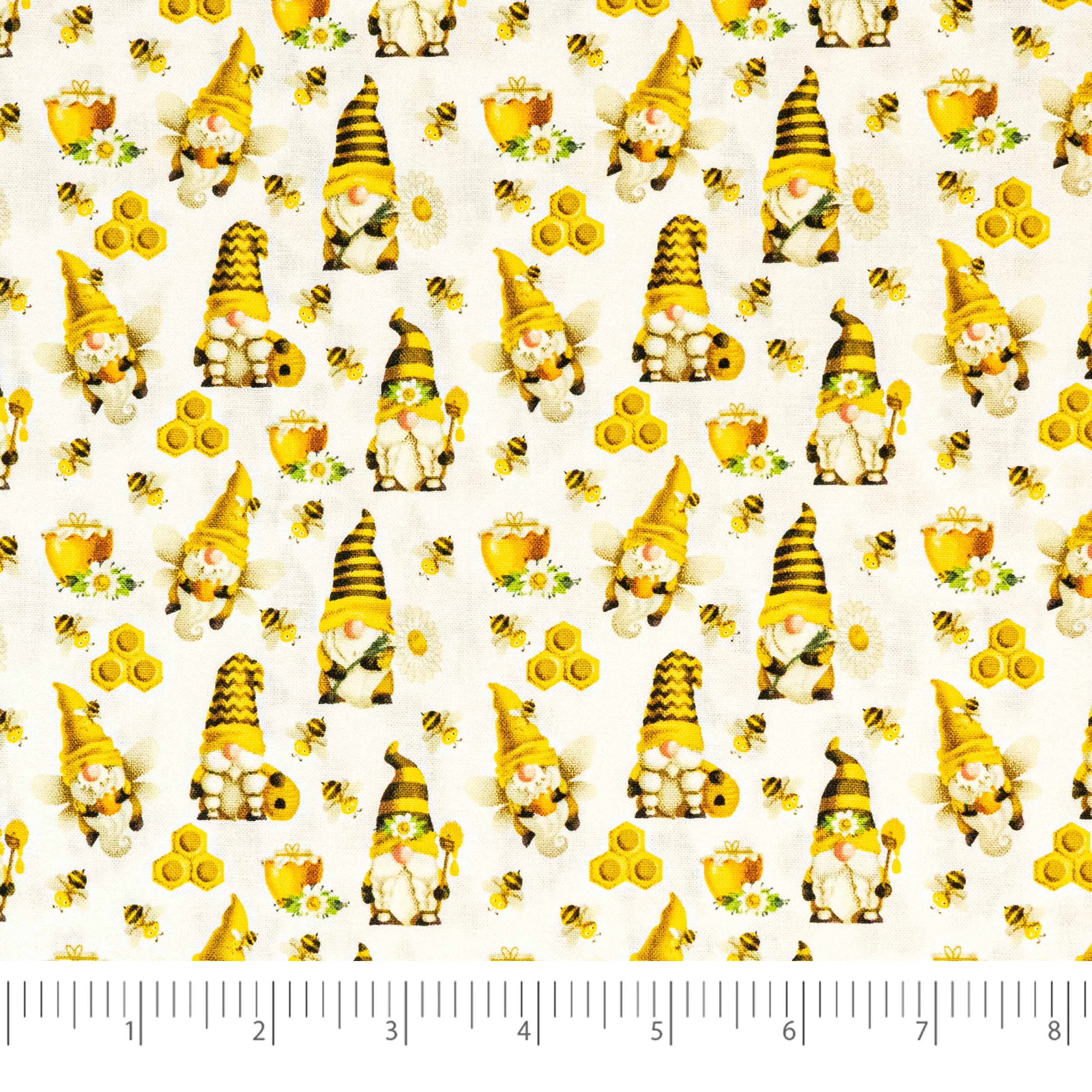 SINGER® Fabric, 100% Cotton, 44 Inch Wide, Bee Gnomes White, Cut by the Yard 1 SINGER® Fabric, 100% Cotton, 44 Inch Wide, Bee Gnomes White, Cut by the Yard