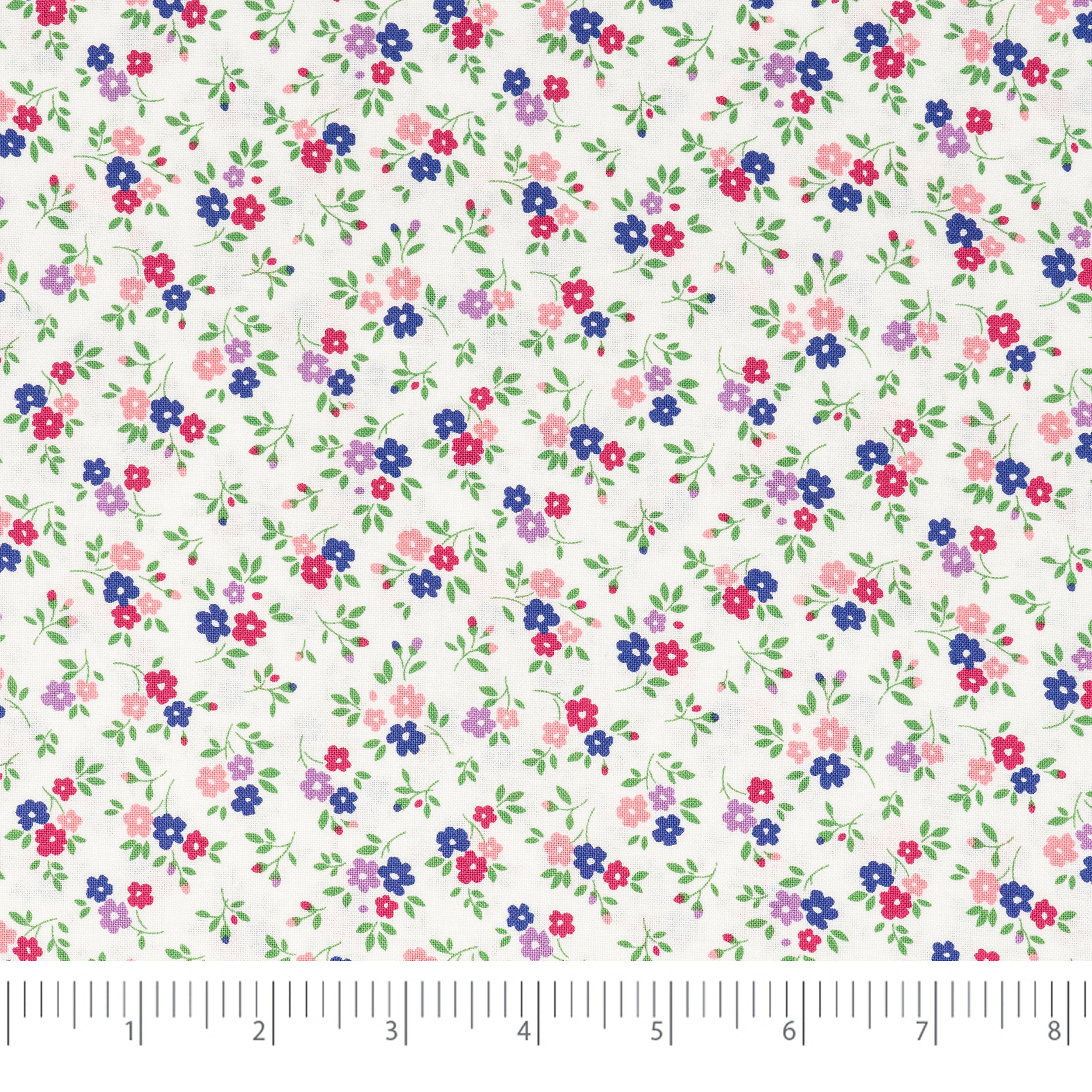 SINGER®  Fabric,  100% Cotton, 44 Inch Wide, Purple Pink Flower On White, Cut by the Yard