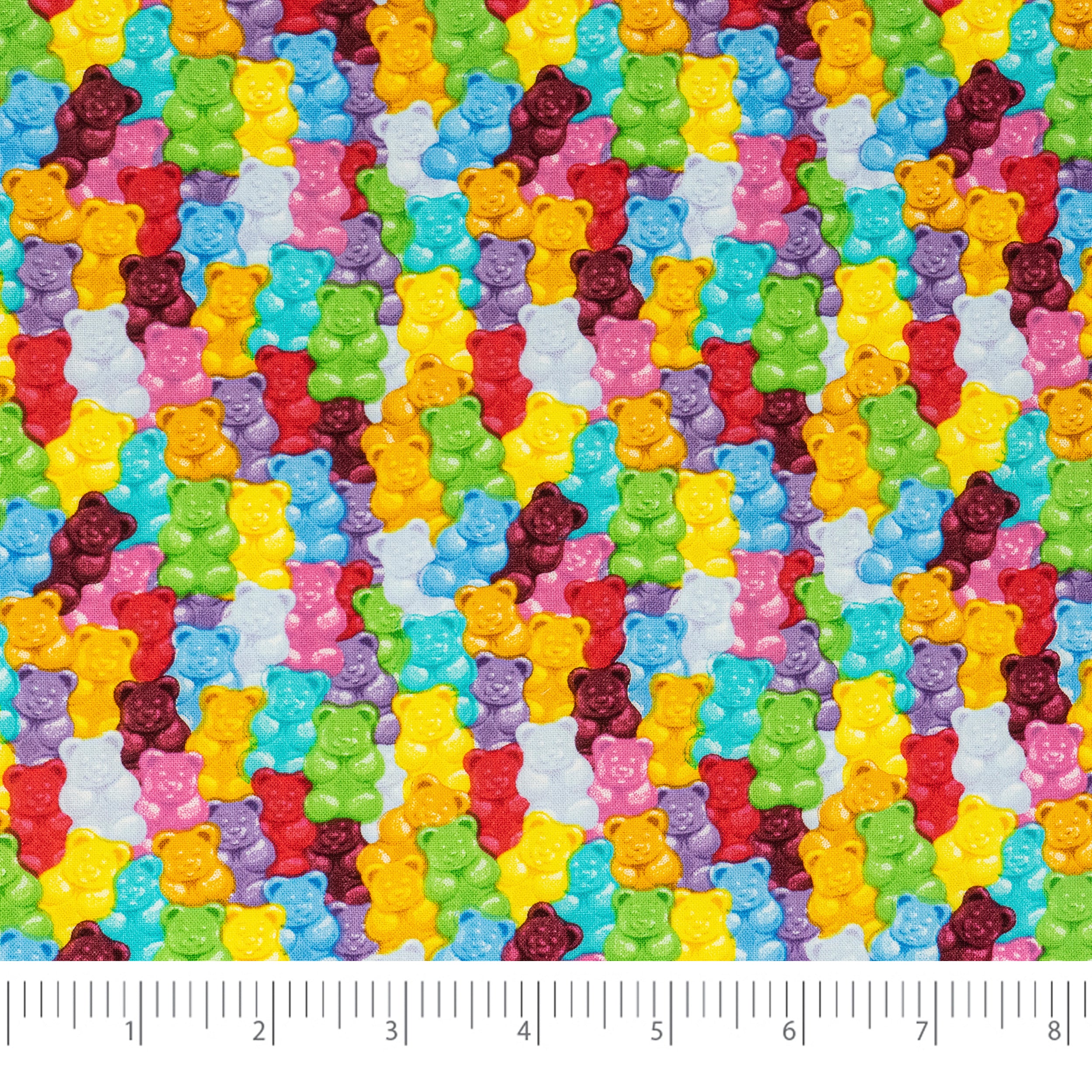 SINGER® Fabric, 100% Cotton, 44 Inch Wide, Rainbow Gummy Bears, Cut by the Yard 1 SINGER® Fabric, 100% Cotton, 44 Inch Wide, Rainbow Gummy Bears, Cut by the Yard