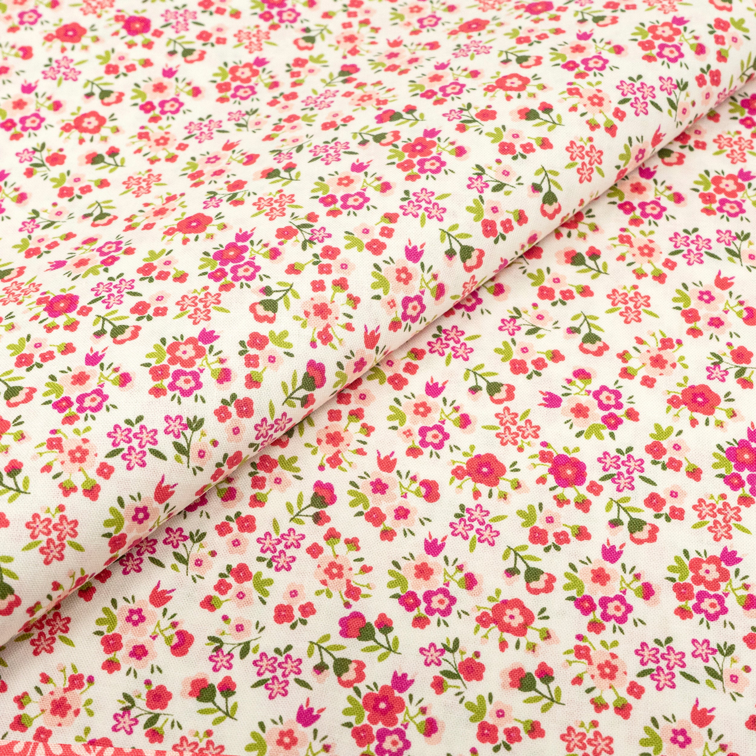 SINGER® Fabric, 100% Cotton, 44 Inch Wide, Small Pink Flowers On White, Cut by the Yard 2 SINGER® Fabric, 100% Cotton, 44 Inch Wide, Small Pink Flowers On White, Cut by the Yard