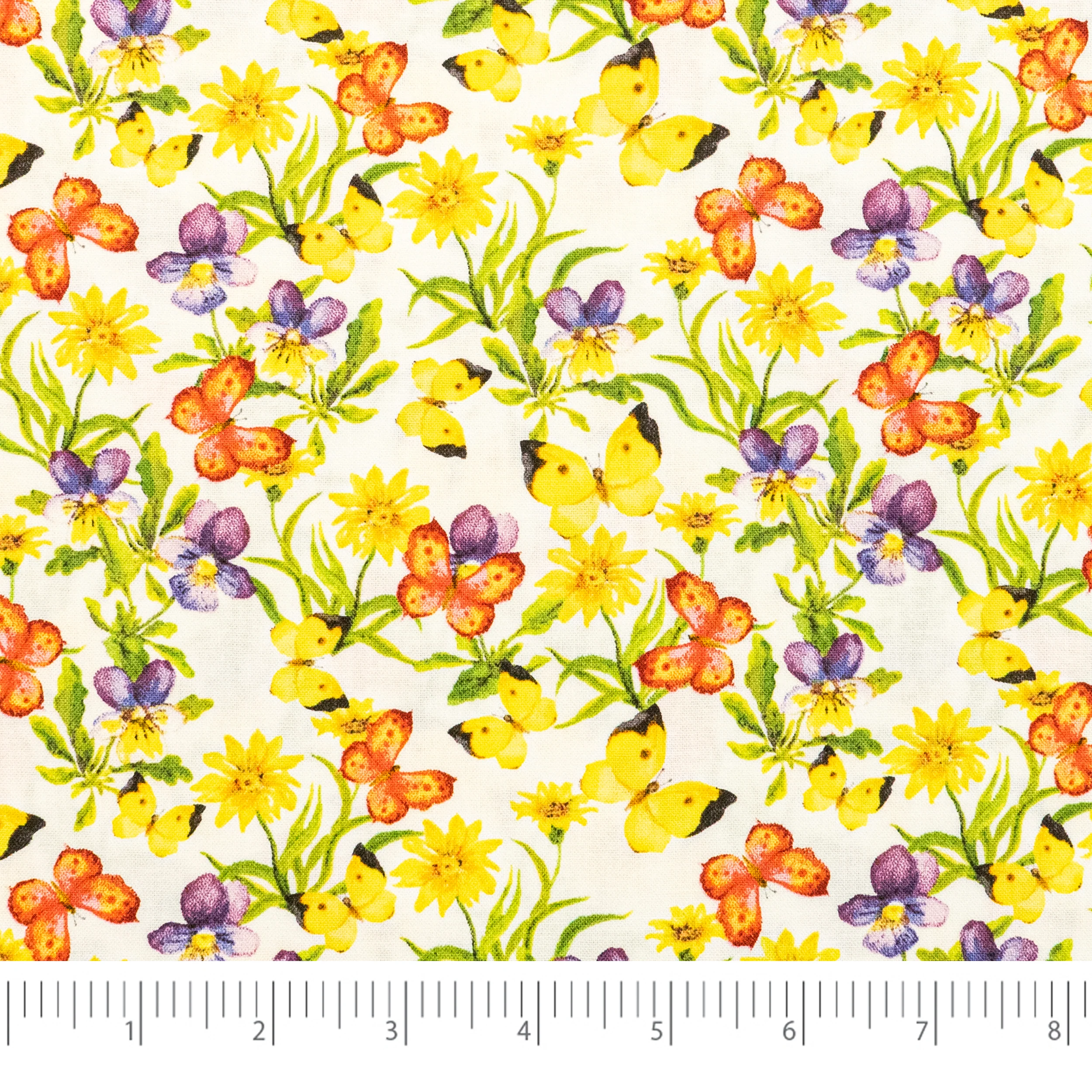 SINGER® Fabric, 100% Cotton, 44 Inch Wide, Yellow And Green Butterfly, Cut by the Yard 1 SINGER® Fabric, 100% Cotton, 44 Inch Wide, Yellow And Green Butterfly, Cut by the Yard