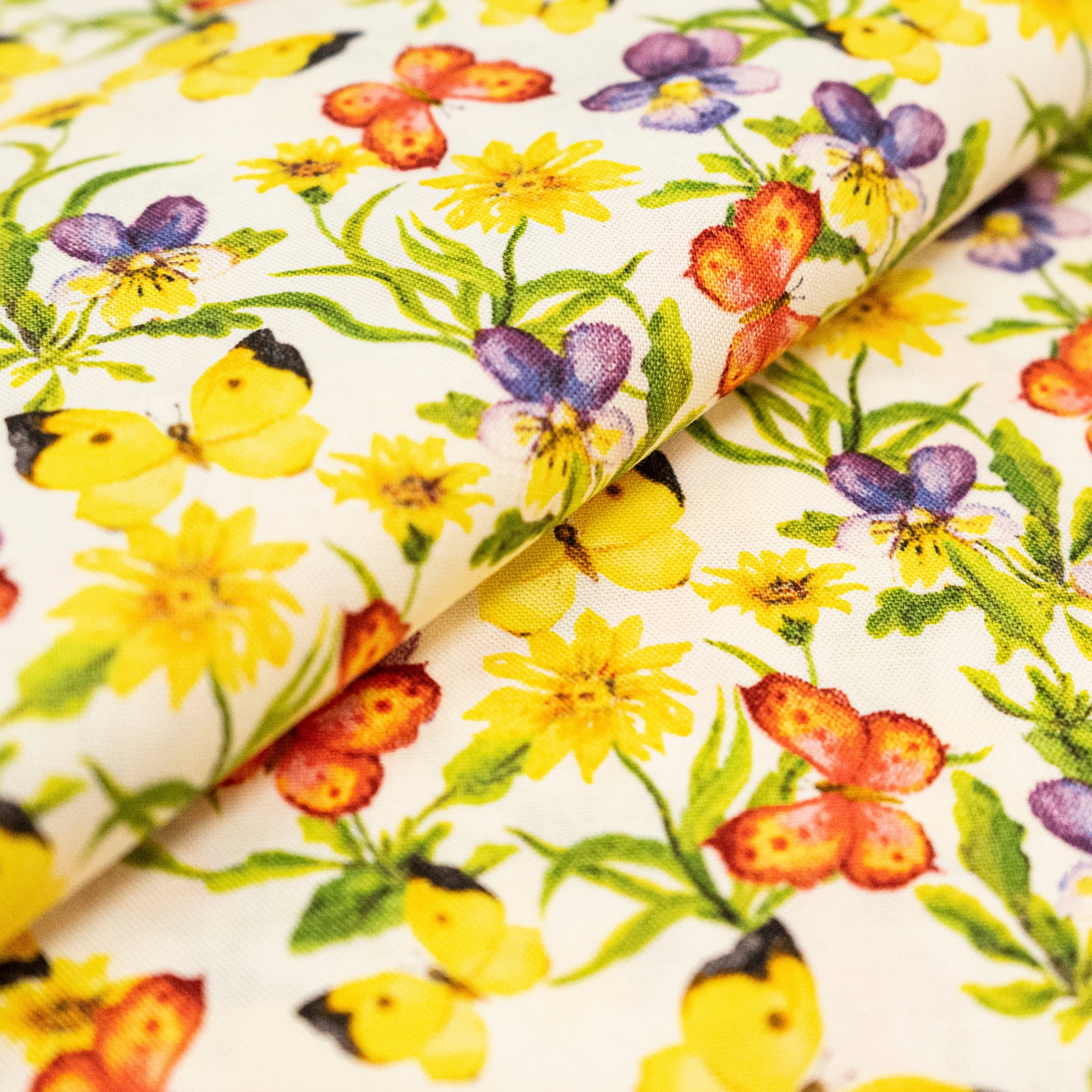 SINGER® Fabric, 100% Cotton, 44 Inch Wide, Yellow And Green Butterfly, Cut by the Yard 2 SINGER® Fabric, 100% Cotton, 44 Inch Wide, Yellow And Green Butterfly, Cut by the Yard