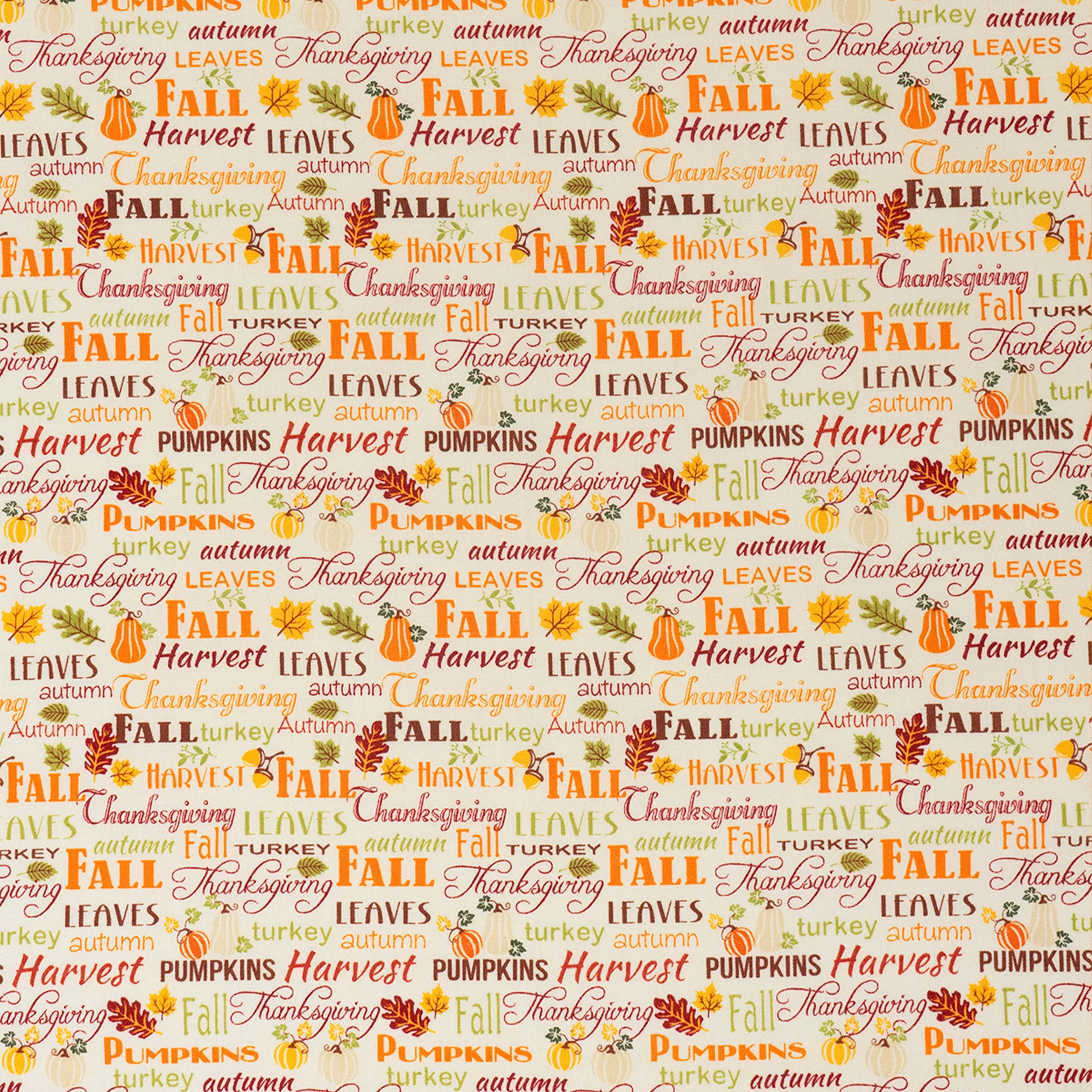 SINGER® Fabric, 100% Cotton, 44 Inch Wide, Fall Words, Cut by the Yard