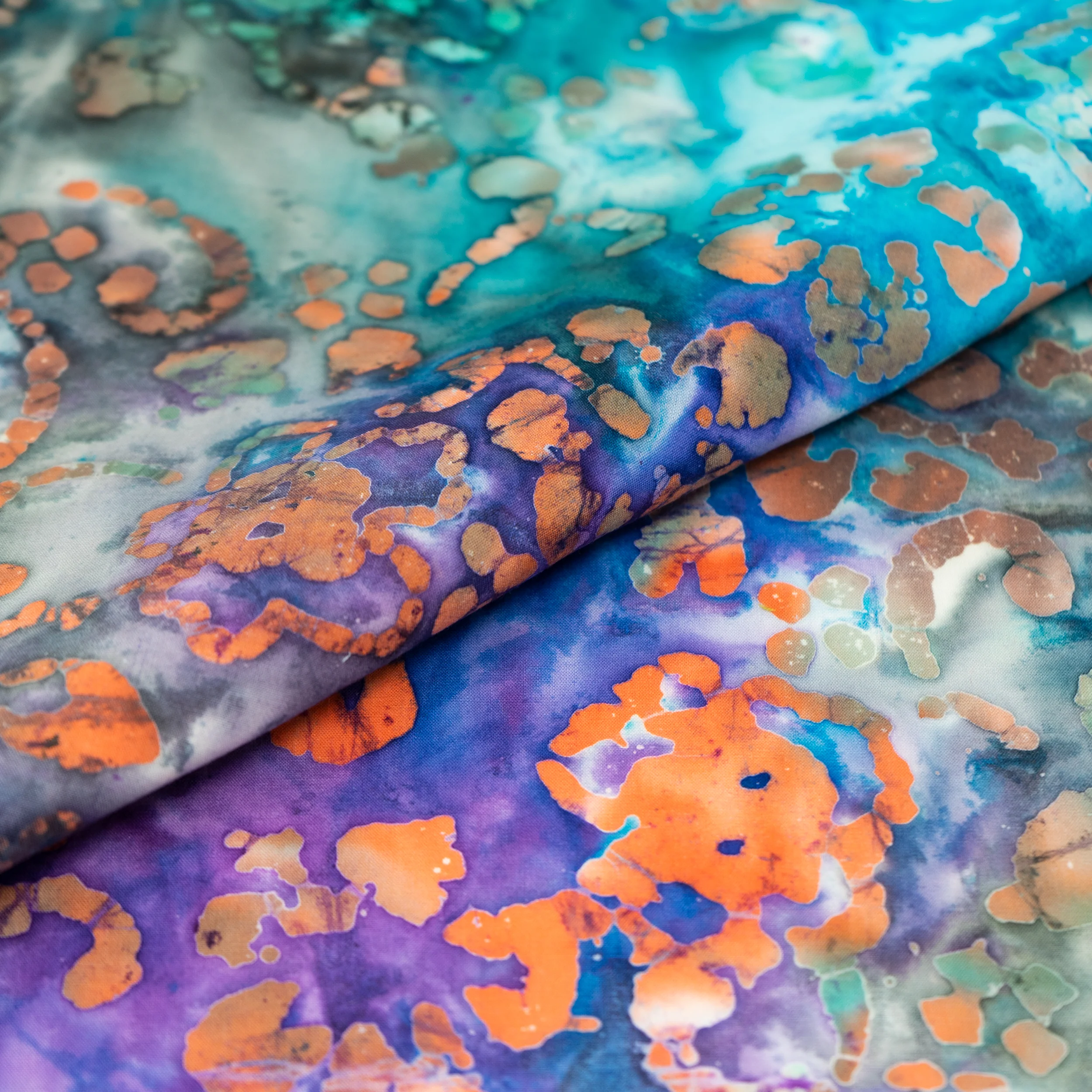 SINGER® Fabric 100% Cotton Batik Collection 42 inch Wide Blue and Purple Flower Cut by the Yard 2 SINGER® Fabric 100% Cotton Batik Collection 42 inch Wide Blue and Purple Flower Cut by the Yard