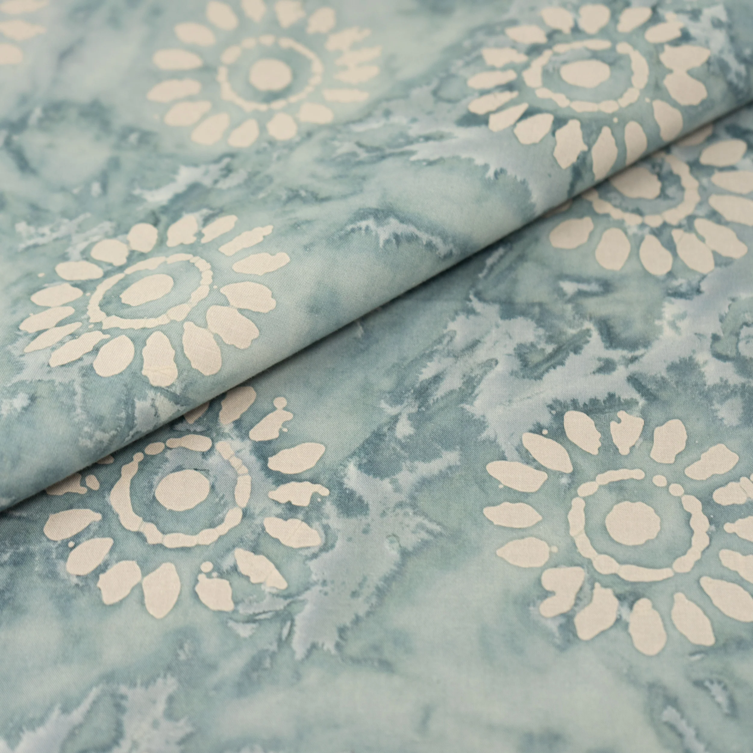 SINGER® Fabric 100% Cotton Batik Collection 42 inch Wide Cadet Blue Sunflower Cut by the Yard 2 SINGER® Fabric 100% Cotton Batik Collection 42 inch Wide Cadet Blue Sunflower Cut by the Yard