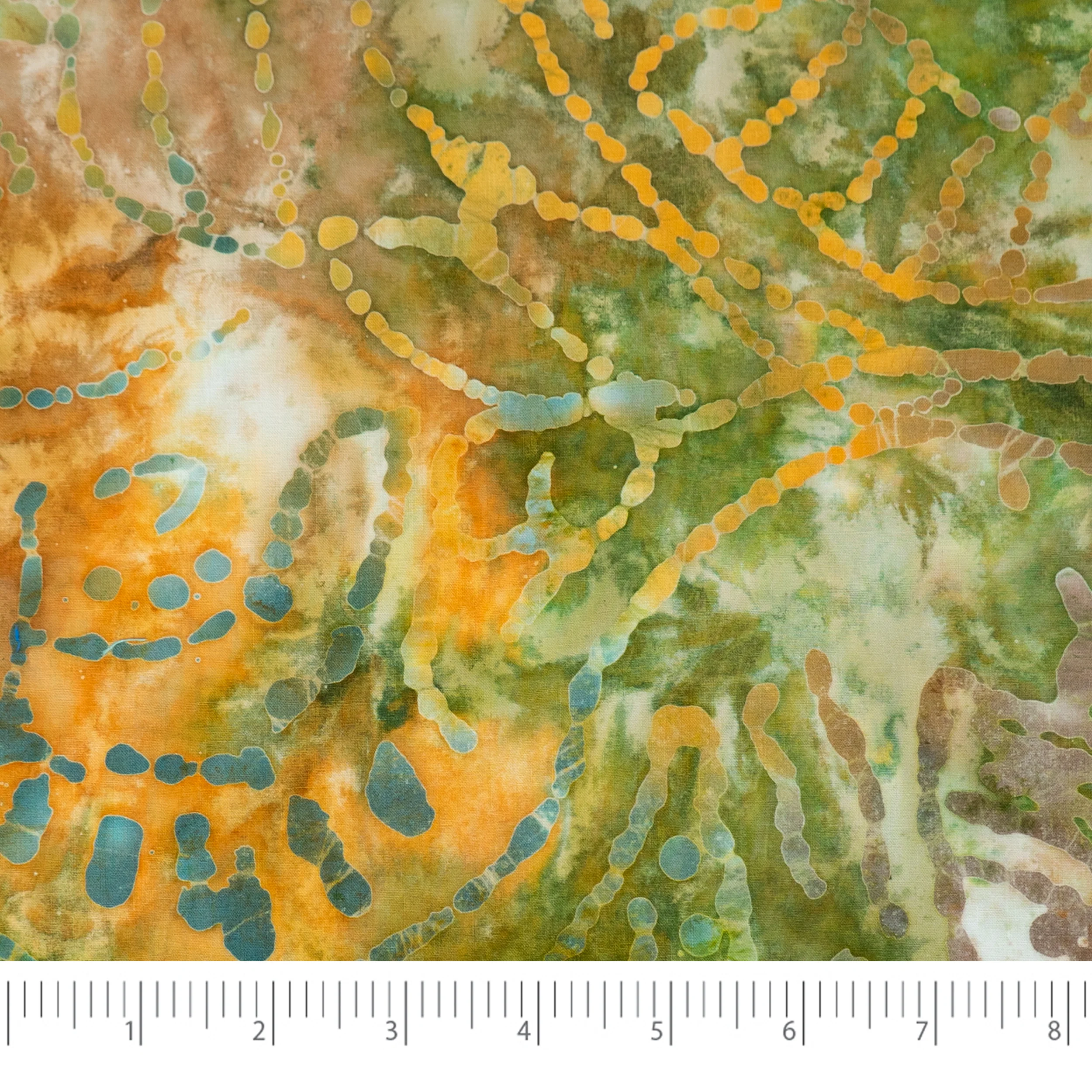 SINGER® Fabric 100% Cotton Batik Collection 42 inch Wide Green and Orange Leaves Cut by the Yard 2 SINGER® Fabric 100% Cotton Batik Collection 42 inch Wide Green and Orange Leaves Cut by the Yard