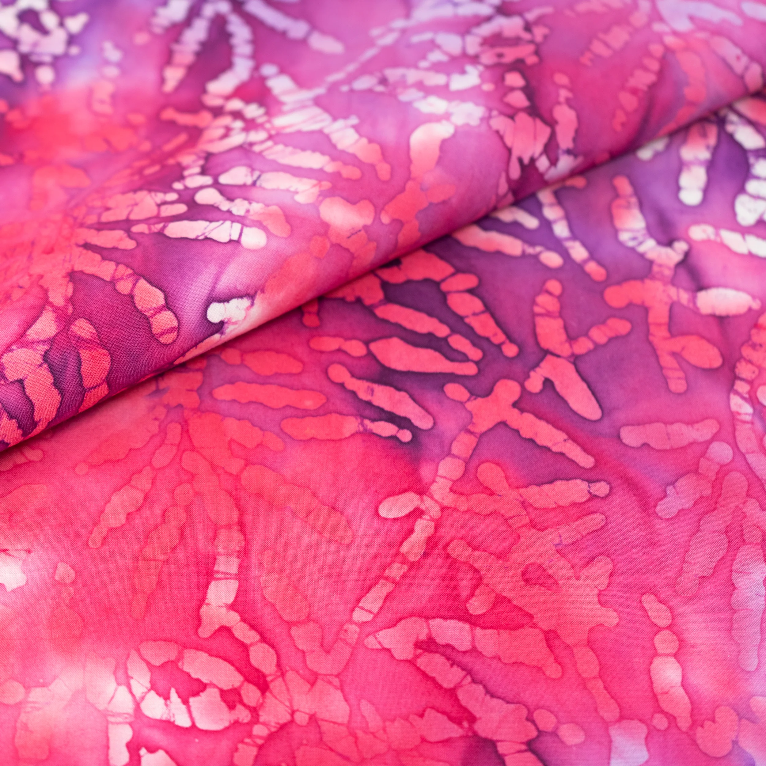 SINGER® Fabric 100% Cotton Batik Collection 42 inch Wide Pink and Purple Leaves Cut by the Yard 2 SINGER® Fabric 100% Cotton Batik Collection 42 inch Wide Pink and Purple Leaves Cut by the Yard