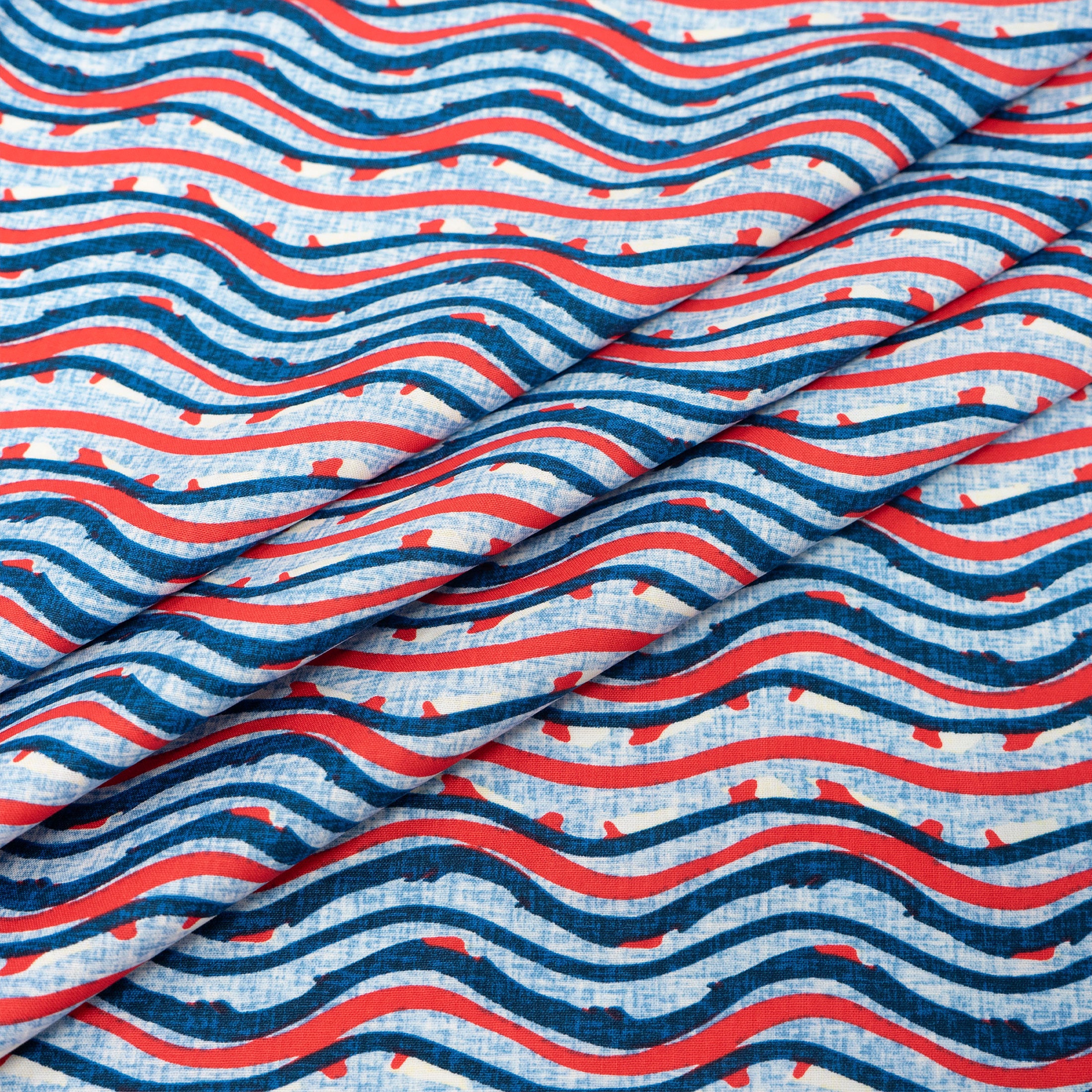 SINGER® Fabric, 100% Cotton, Americana Wavey Lines, Cut by the Yard 3 SINGER® Fabric, 100% Cotton, Americana Wavey Lines, Cut by the Yard