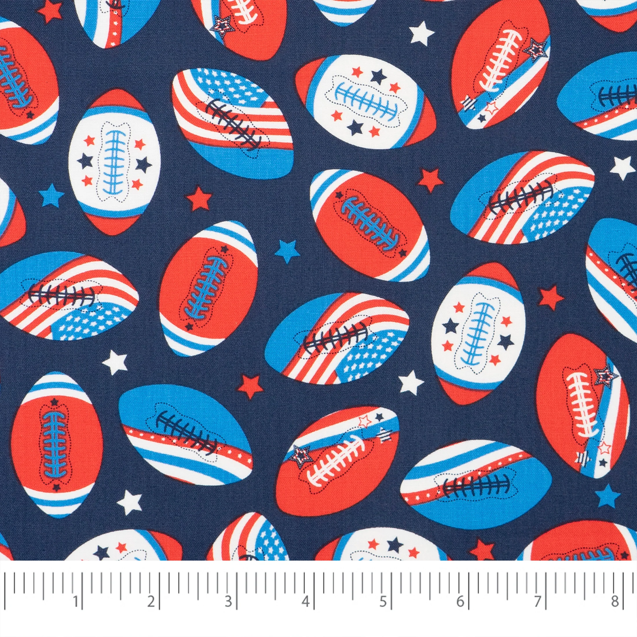 SINGER® Fabric, 100% Cotton, Flags On Footballs, Cut by the Yard 2 SINGER® Fabric, 100% Cotton, Flags On Footballs, Cut by the Yard