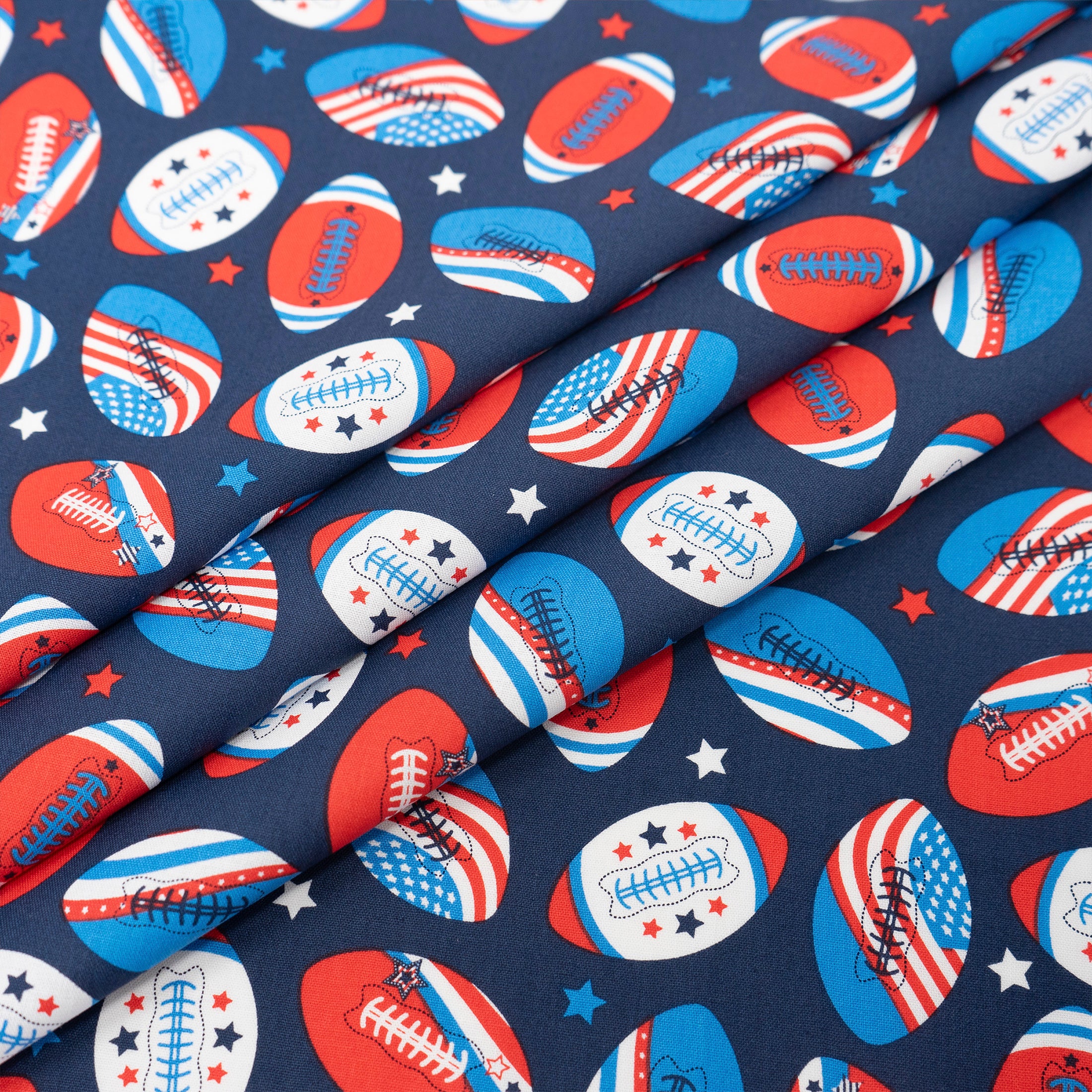 SINGER® Fabric, 100% Cotton, Flags On Footballs, Cut by the Yard 3 SINGER® Fabric, 100% Cotton, Flags On Footballs, Cut by the Yard