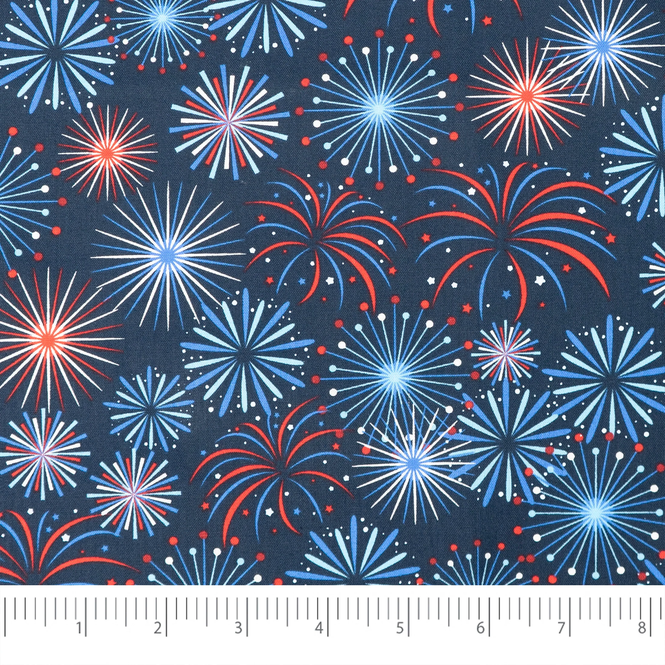 SINGER® Fabric, 100% Cotton, Patriotic Fireworks In Navy Sky, Cut by the Yard 2 SINGER® Fabric, 100% Cotton, Patriotic Fireworks In Navy Sky, Cut by the Yard