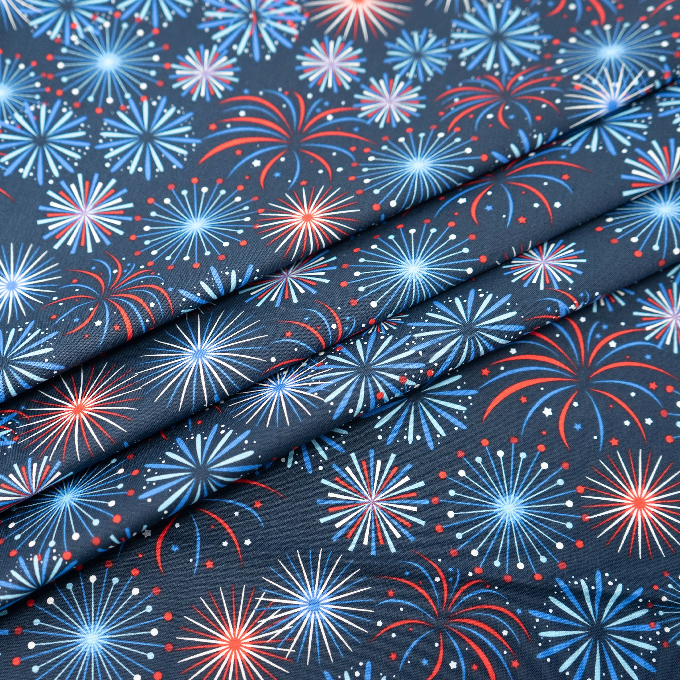 SINGER® Fabric, 100% Cotton, Patriotic Fireworks In Navy Sky, Cut by the Yard 3 SINGER® Fabric, 100% Cotton, Patriotic Fireworks In Navy Sky, Cut by the Yard