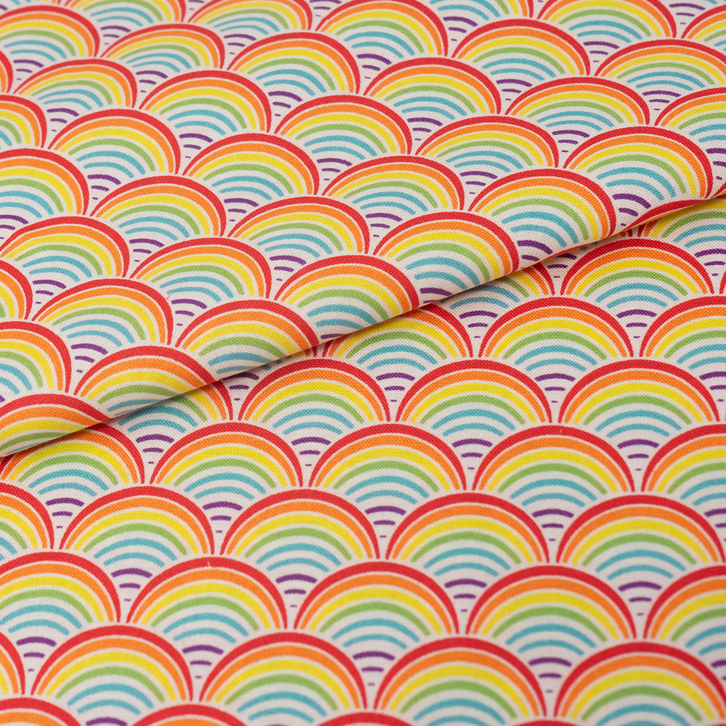 SINGER® Fabric, 100% Cotton, Rainbow Geo Scallops, Cut by the Yard 3 SINGER® Fabric, 100% Cotton, Rainbow Geo Scallops, Cut by the Yard