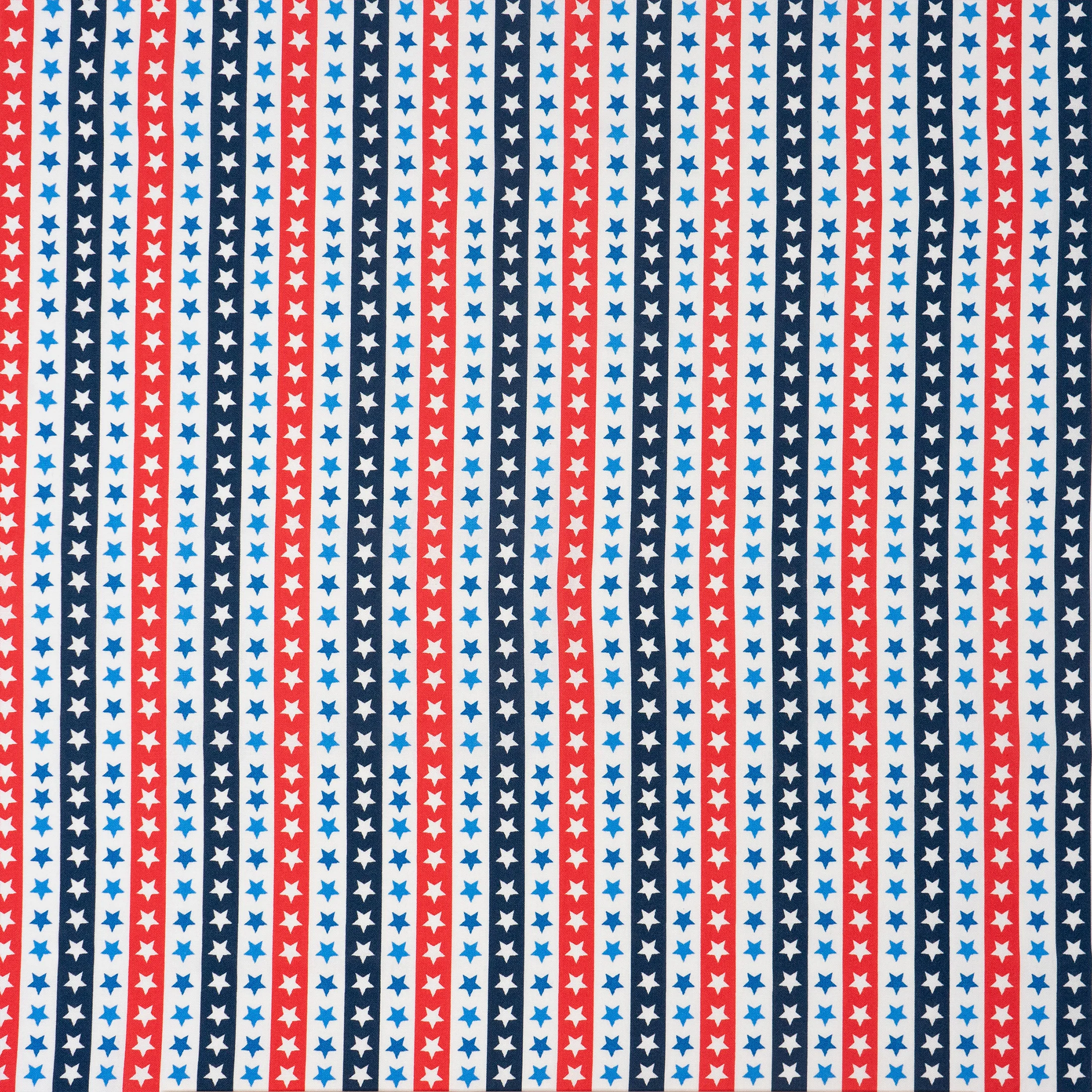 SINGER® Fabric, 100% Cotton, Red White And Blue Stars In Line, Cut by the Yard