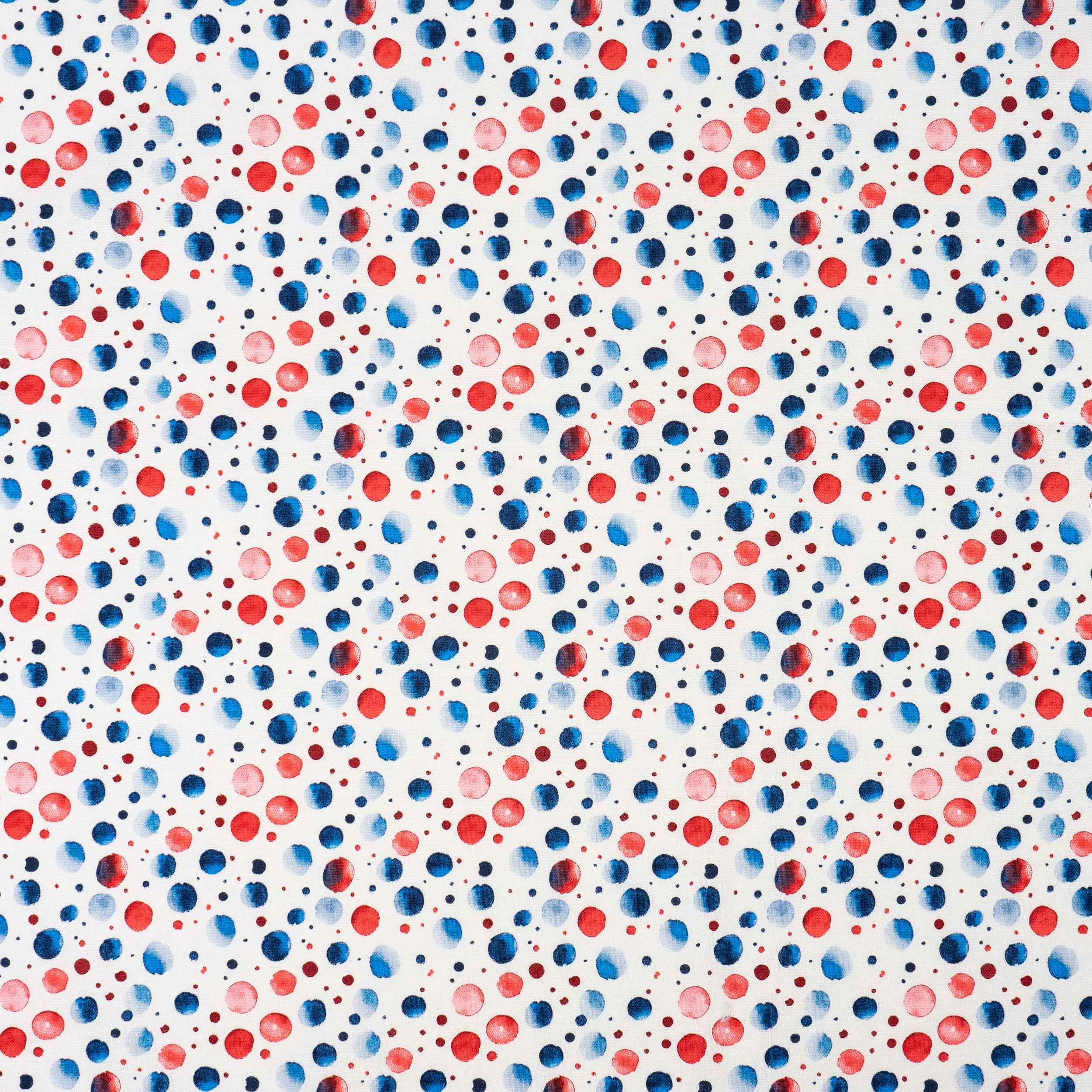 SINGER® Fabric, 100% Cotton, Red Wht Blue Watercolor Dots, Cut by the Yard